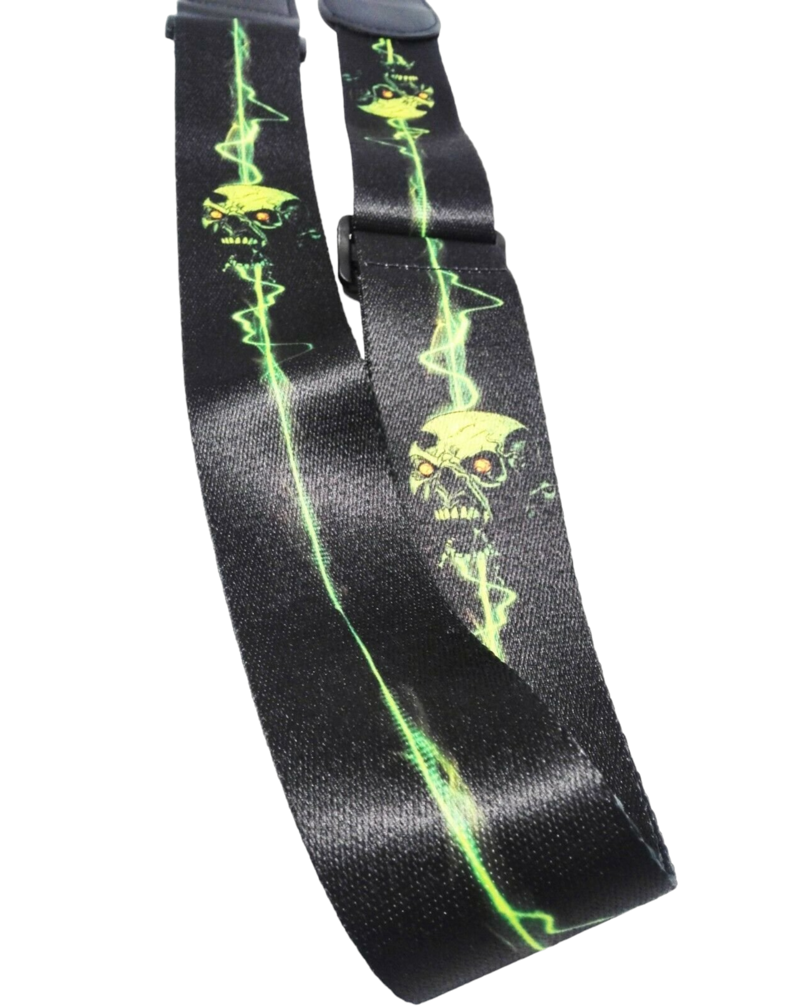 Long PU Leather End Guitar Strap, Length Adjustable 103~170cm, Green Ghost, GSNEON