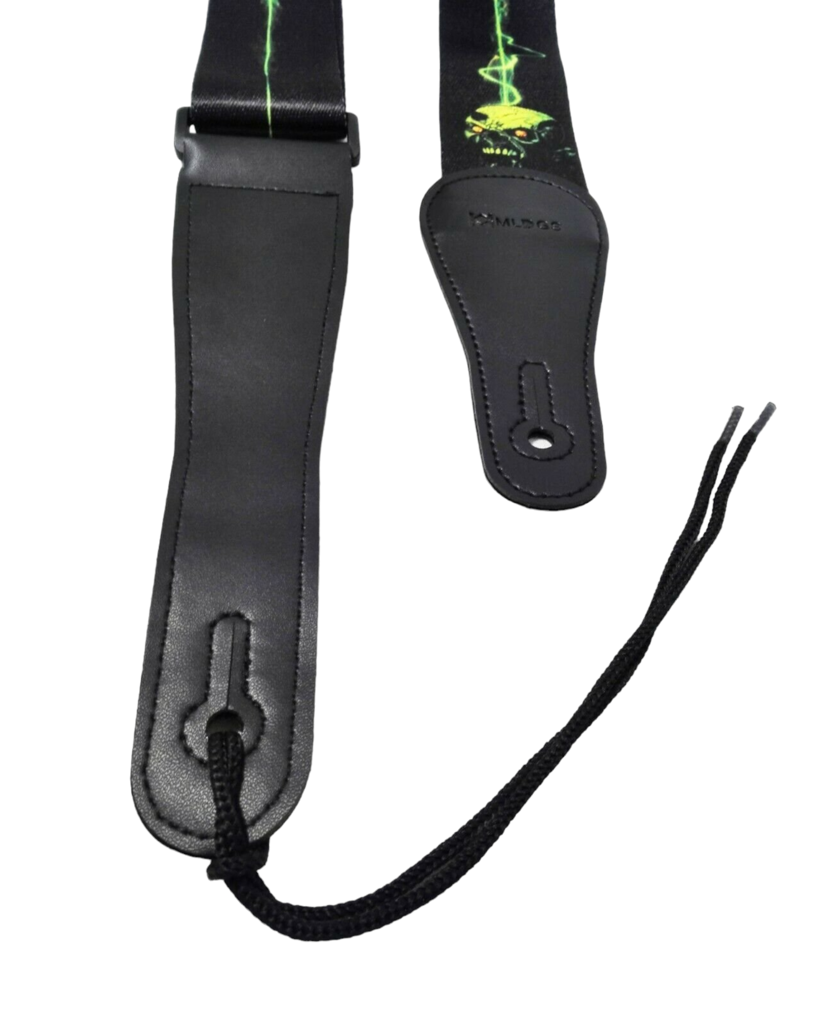 Long PU Leather End Guitar Strap, Length Adjustable 103~170cm, Green Ghost, GSNEON