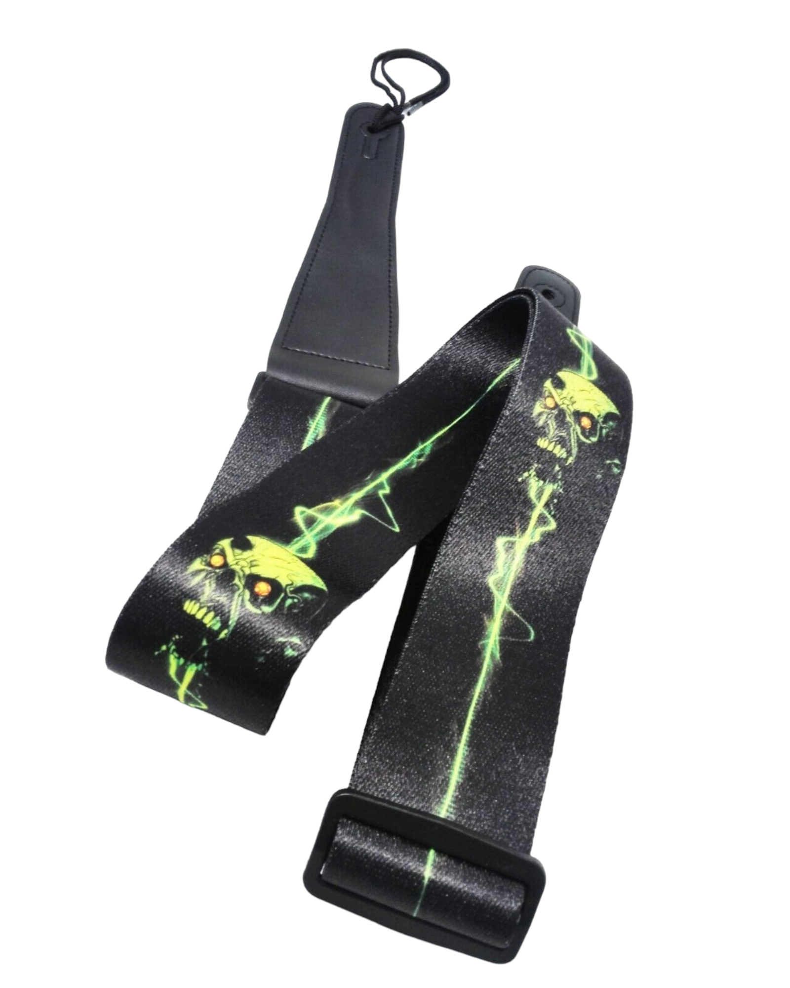 Long PU Leather End Guitar Strap, Length Adjustable 103~170cm, Green Ghost, GSNEON
