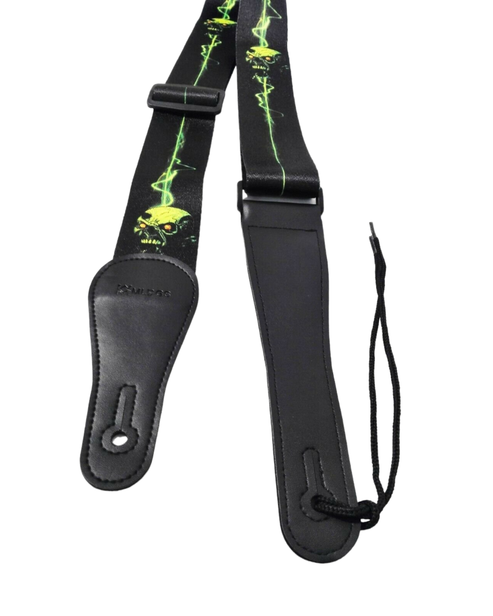 Long PU Leather End Guitar Strap, Length Adjustable 103~170cm, Green Ghost, GSNEON