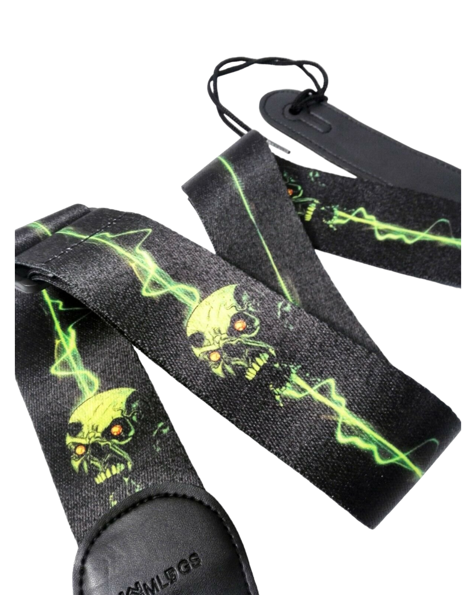 Long PU Leather End Guitar Strap, Length Adjustable 103~170cm, Green Ghost, GSNEON