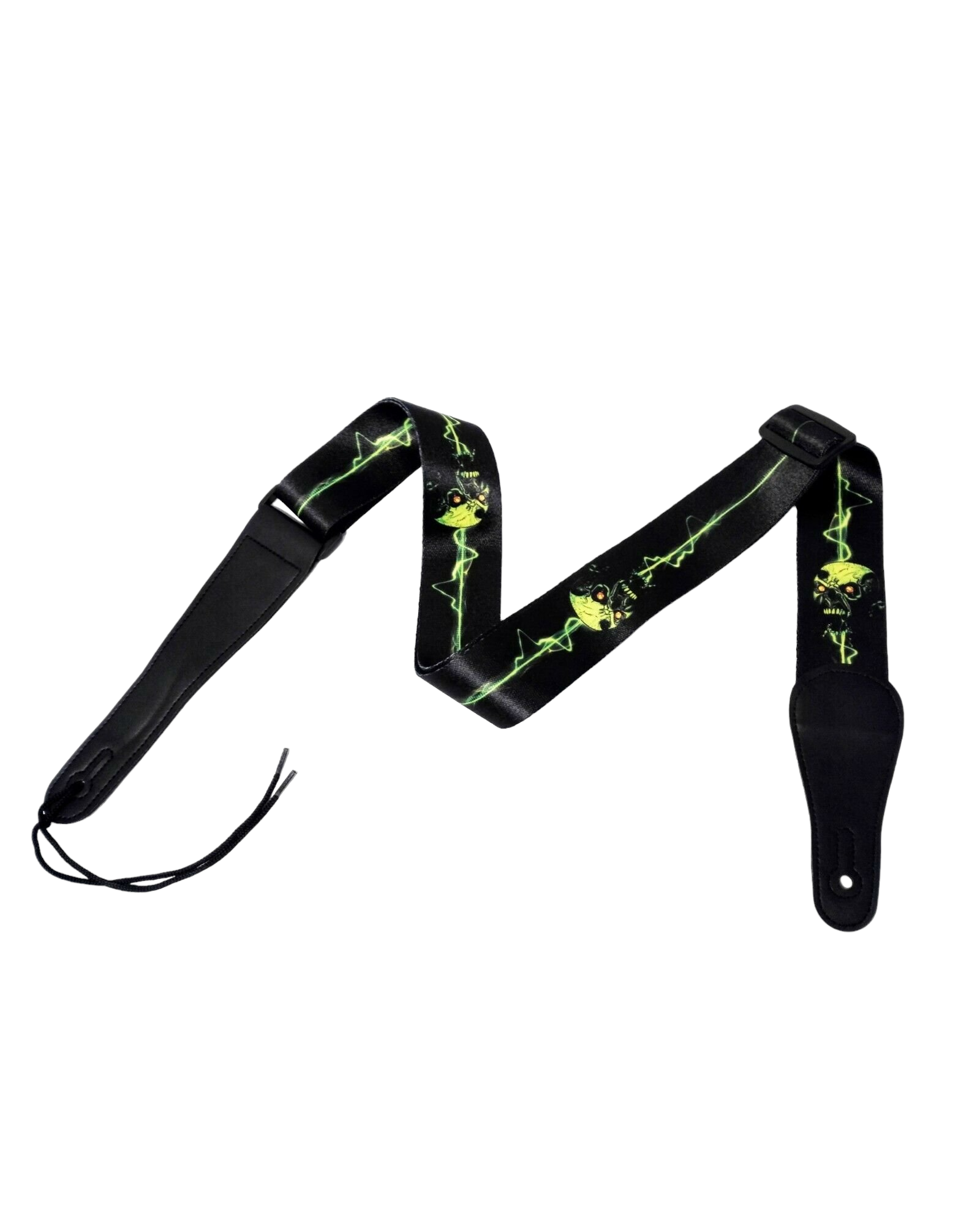 Long PU Leather End Guitar Strap, Length Adjustable 103~170cm, Green Ghost, GSNEON