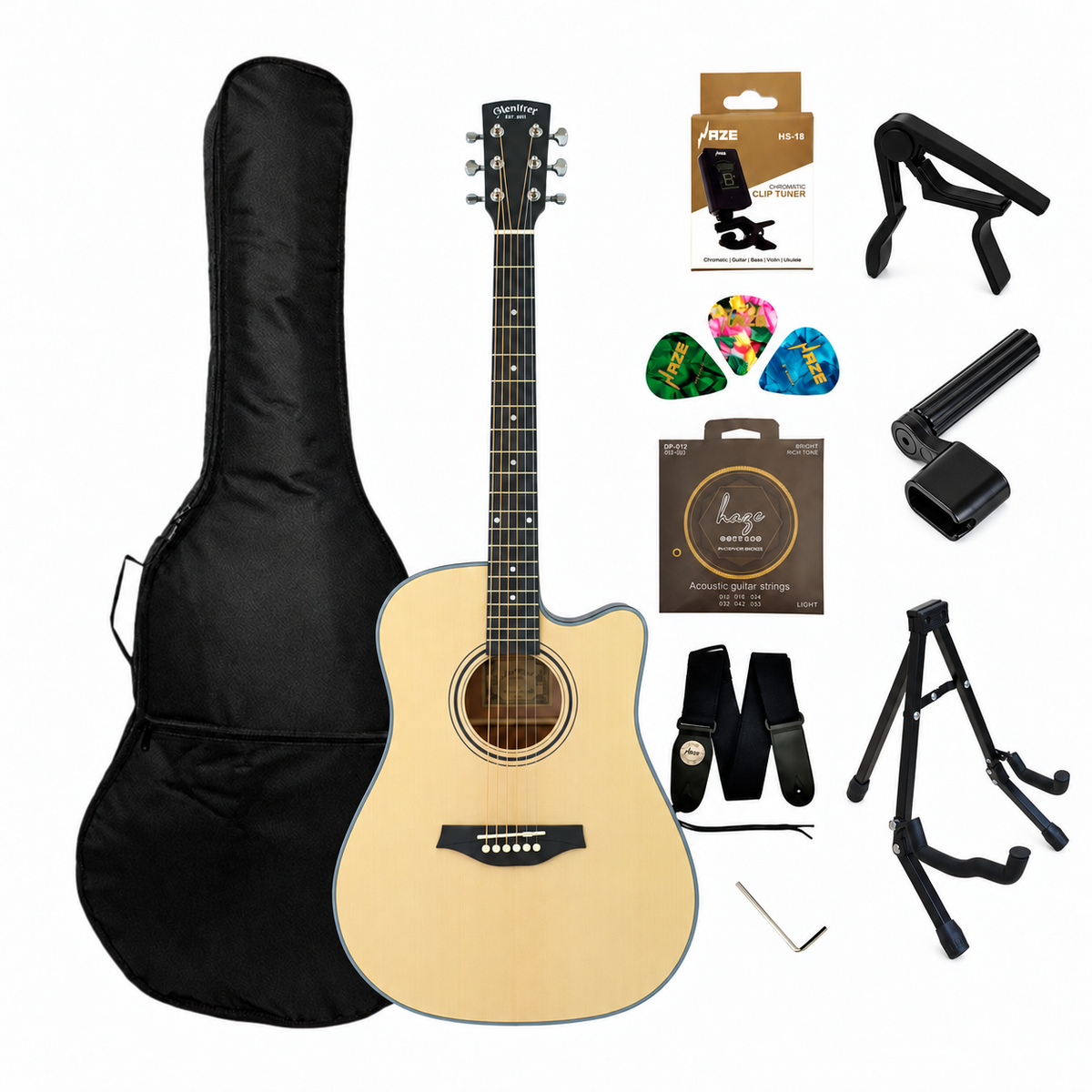 Mentreel HB6DC 41" Spruce Top Dreadnought Cutaway Acoustic Guitar Natural