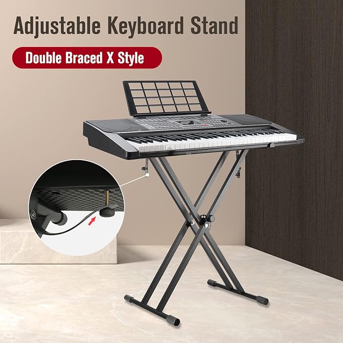 Professional Height Adjustable Folding X Type Double-Braced Keyboard Stand KBX3