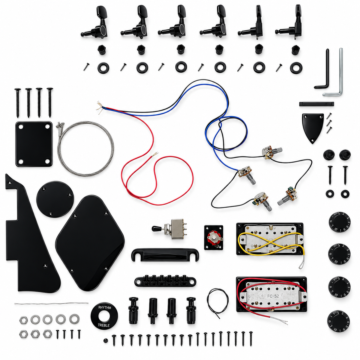 Haze HLPP380PPBK LP-Style Electric Guitar Full Black Hardware & Alnico V Electronics Parts Set