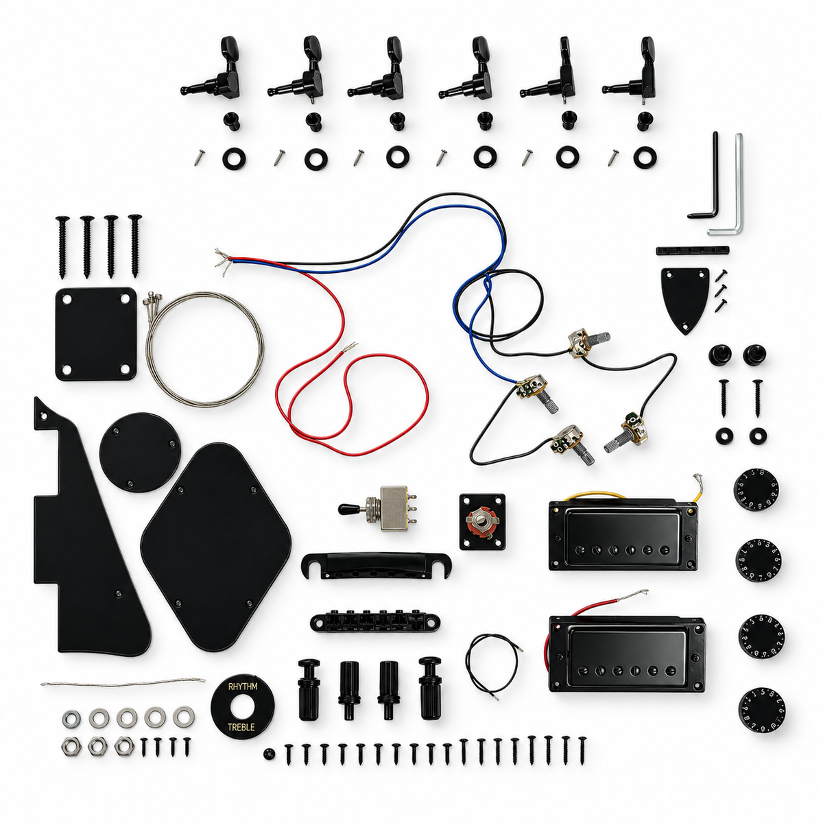 Haze HLPP380PPBK LP-Style Electric Guitar Full Black Hardware & Alnico V Electronics Parts Set