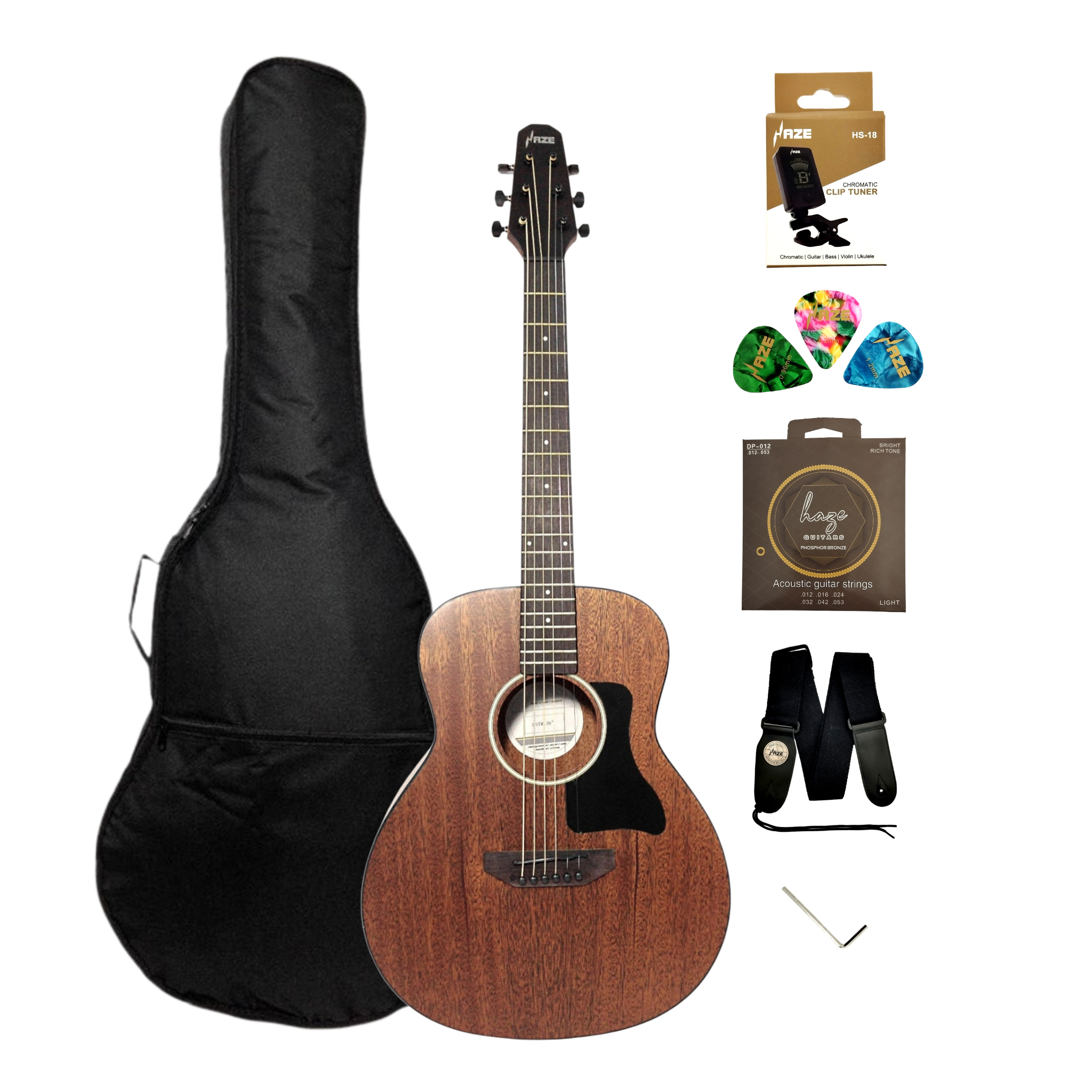Haze HSTML 34" Traveler Arched-Back Thin-V Neck Acoustic Guitar - Natural