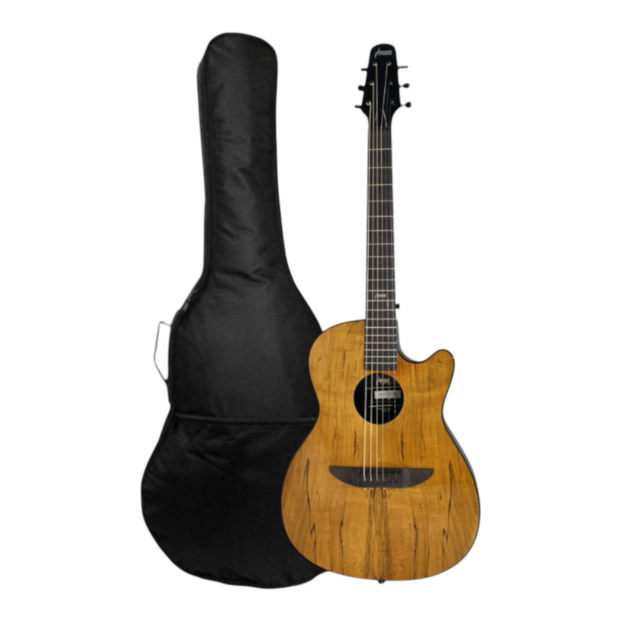 Haze HSDP836CGC Acoustic/Classical Guitar, Spalted Maple Veneer, Round-Back + Free Bago