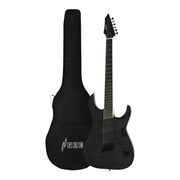 Haze 6FF Black 6-String Fanned Fret Electric Guitar with Active Humbuckers