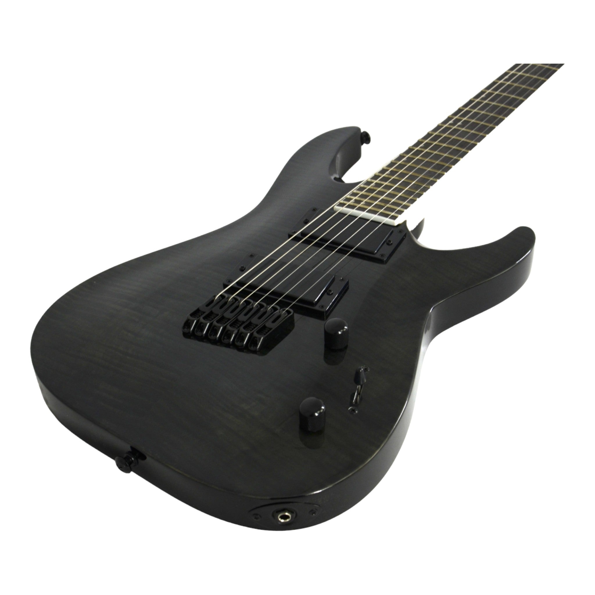 Haze 6FF Black 6-String Fanned Fret Electric Guitar with Active Humbuckers