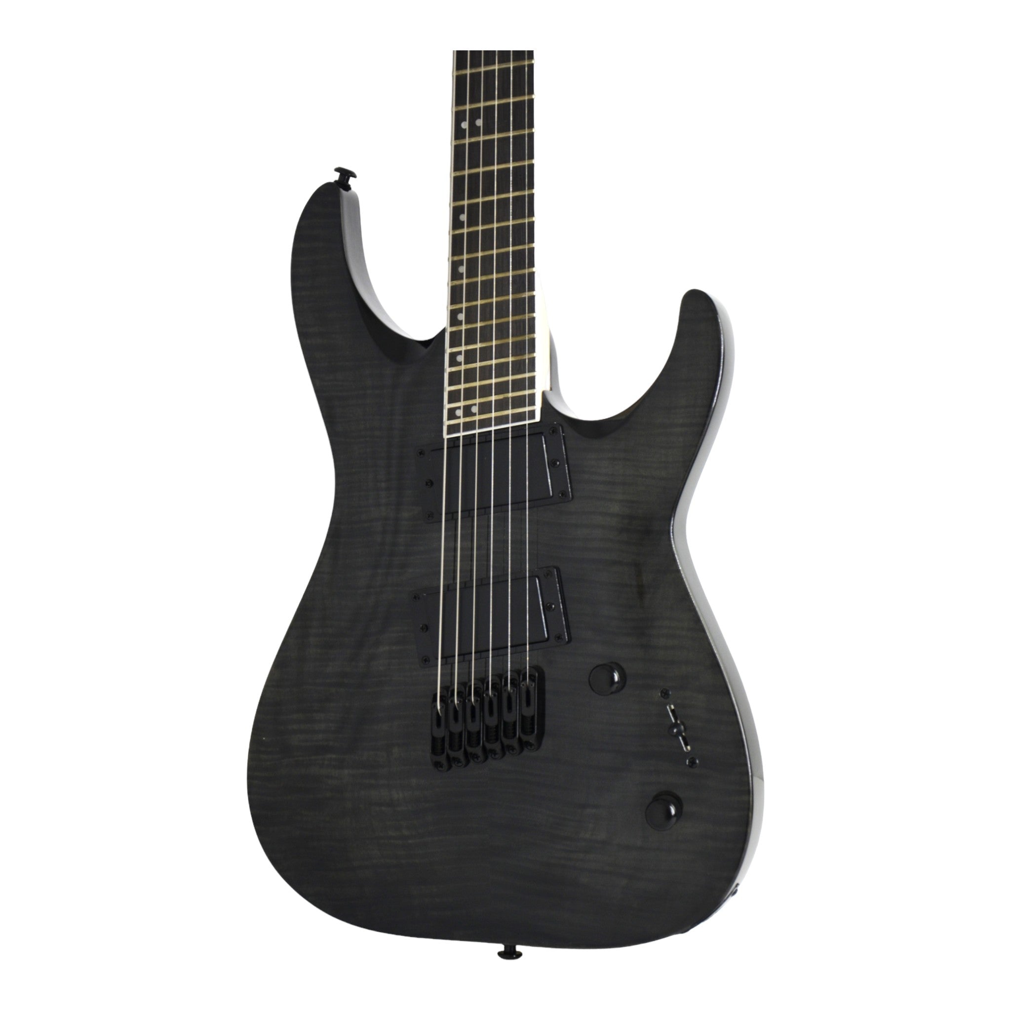 Haze 6FF Black 6-String Fanned Fret Electric Guitar with Active Humbuckers