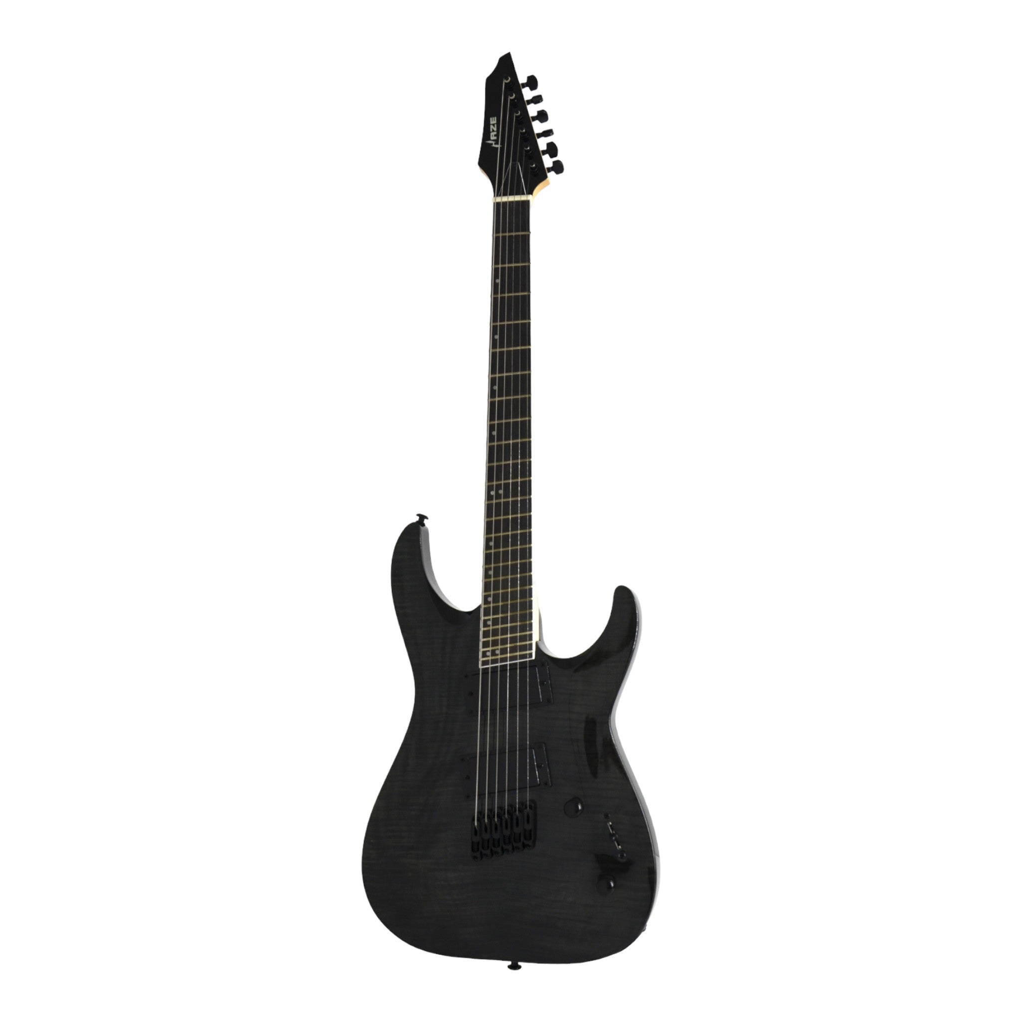 Haze 6FF Black 6-String Fanned Fret Electric Guitar with Active Humbuckers