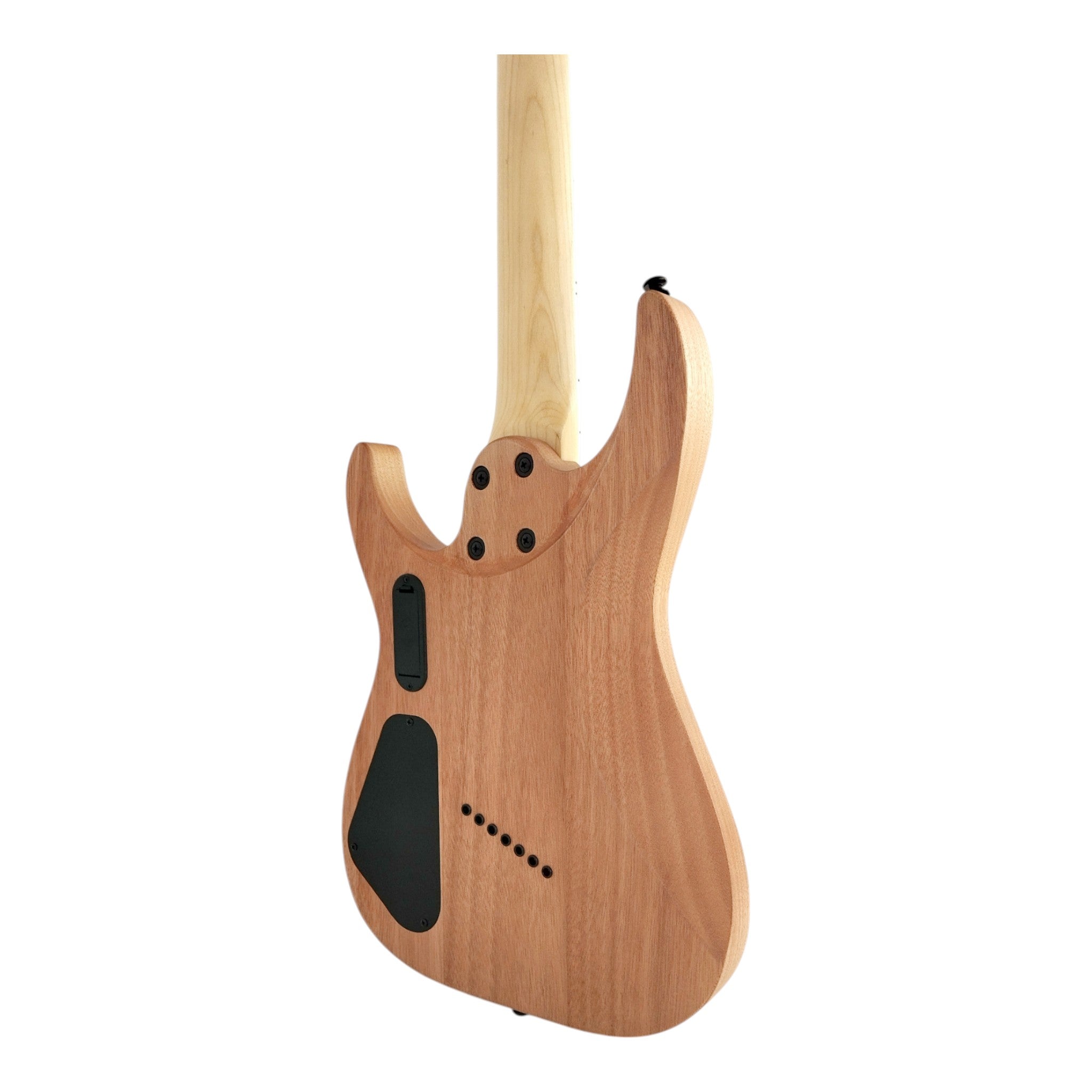 Haze 7FF Natural Oil 7-String Fanned Fret Electric Guitar with Active Humbuckers