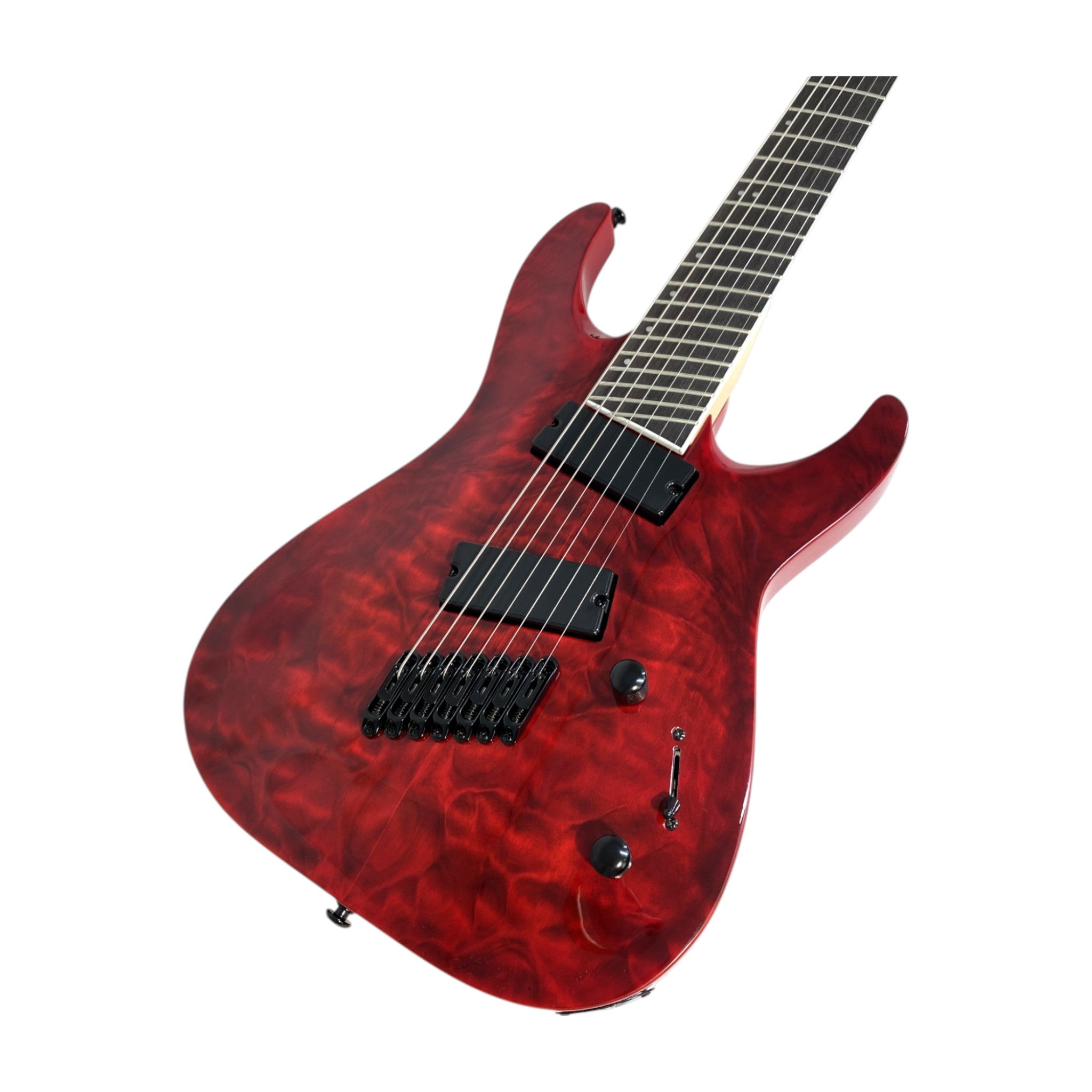 Haze 7FF Dark Cherry 7-String Fanned Fret Electric Guitar with Active Humbuckers
