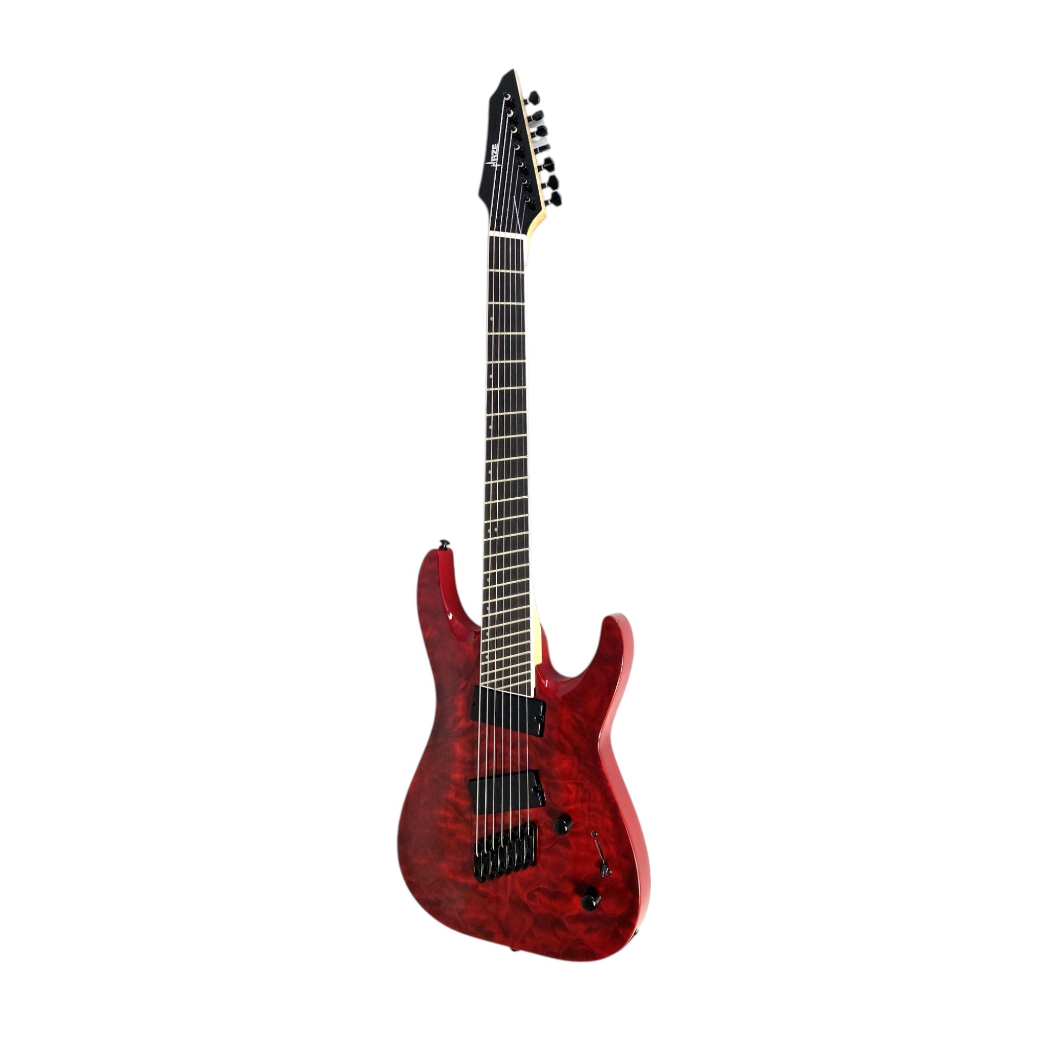 Haze 7FF Dark Cherry 7-String Fanned Fret Electric Guitar with