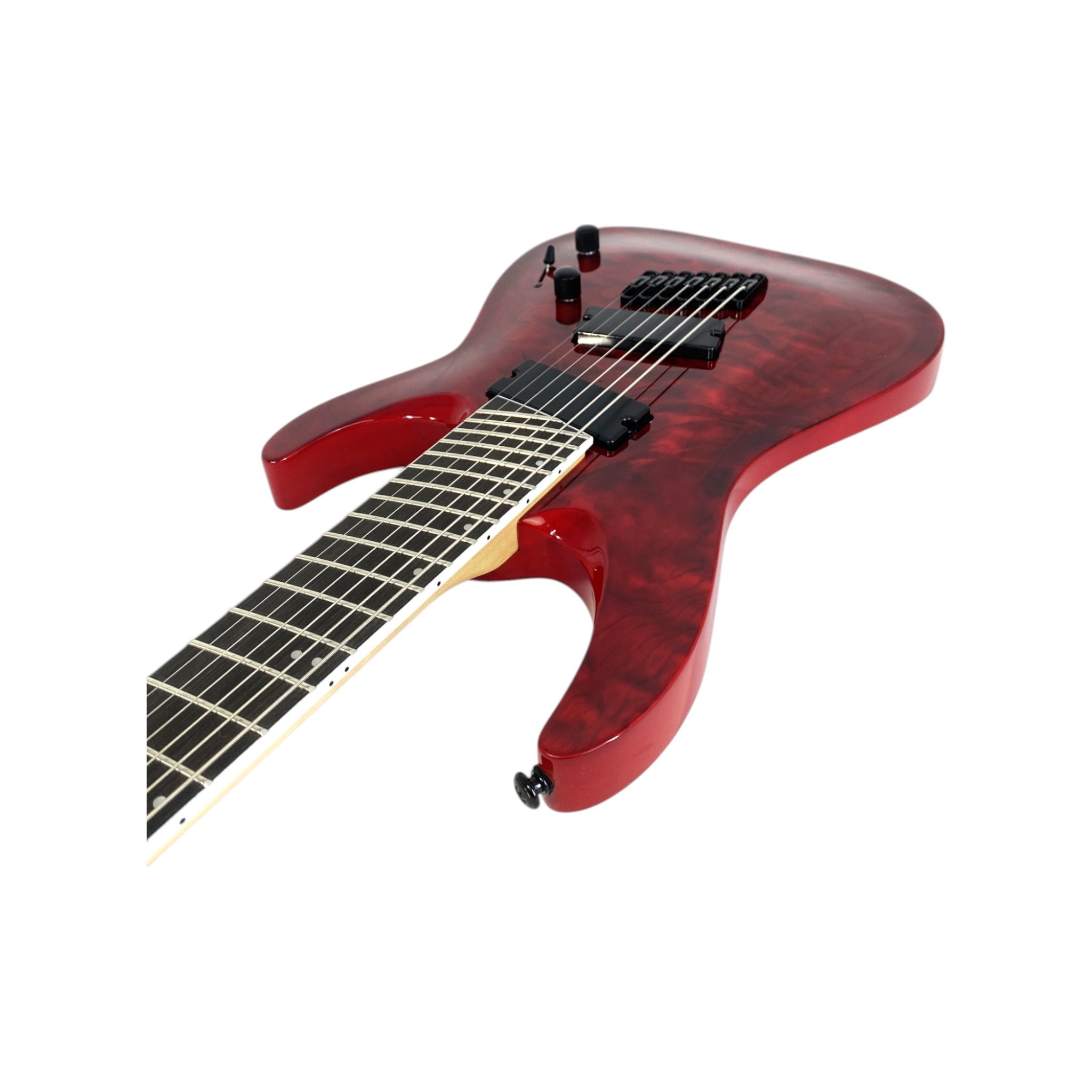 Haze 7FF Dark Cherry 7-String Fanned Fret Electric Guitar with Active Humbuckers