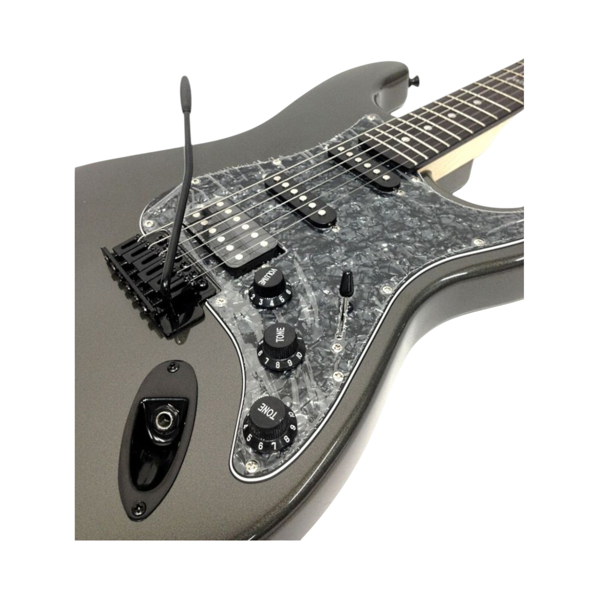 Haze E211 Gunmetal Grey HST Electric Guitar with Accessories + 10W Amp. (Optional)