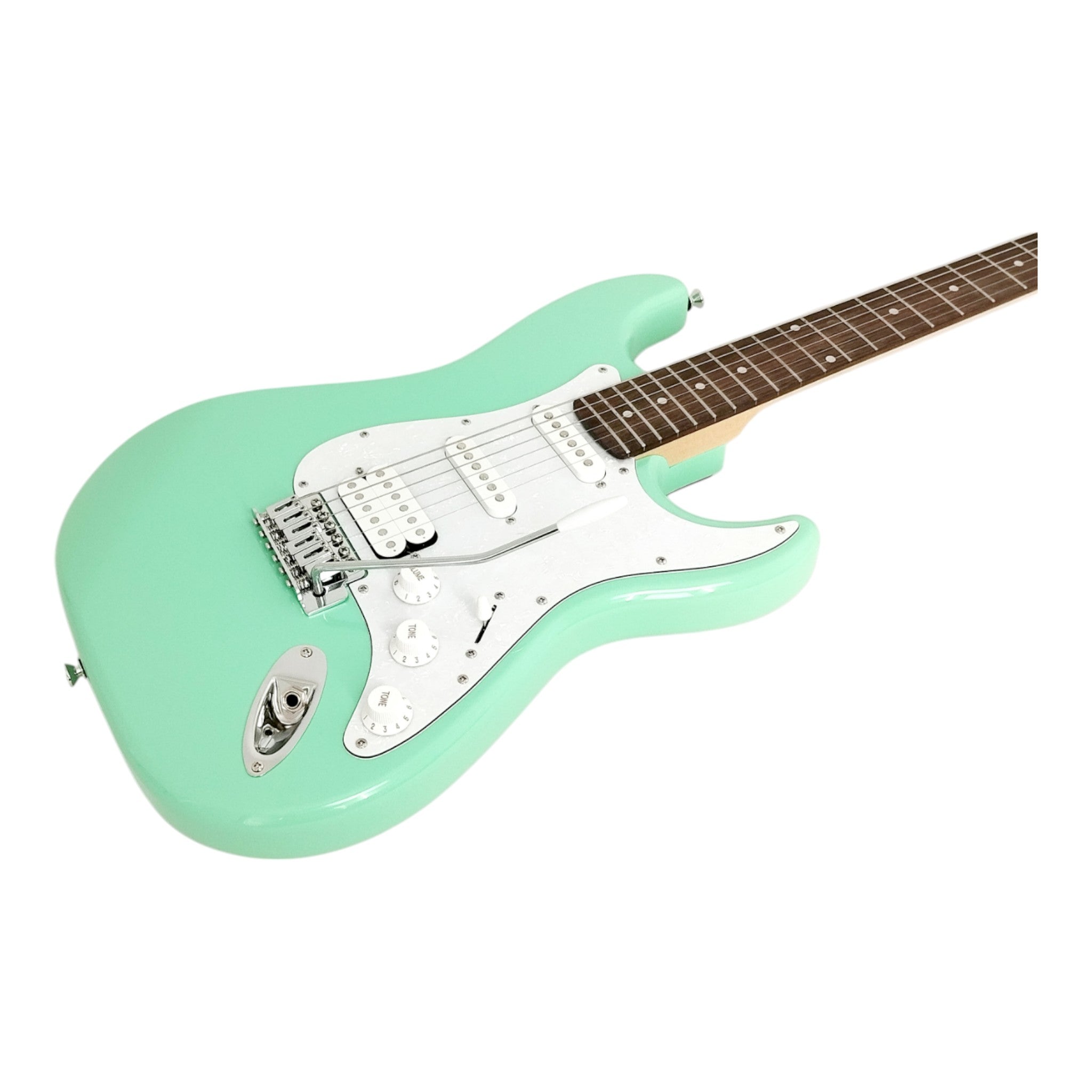 Haze E211 Surf Green HST Electric Guitar with Accessories + 10W Amp. (Optional)