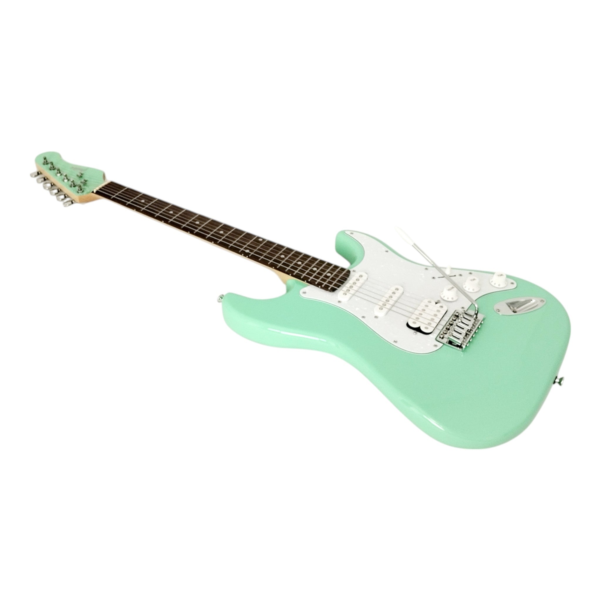 Haze E211 Surf Green HST Electric Guitar with Accessories + 10W Amp. (Optional)