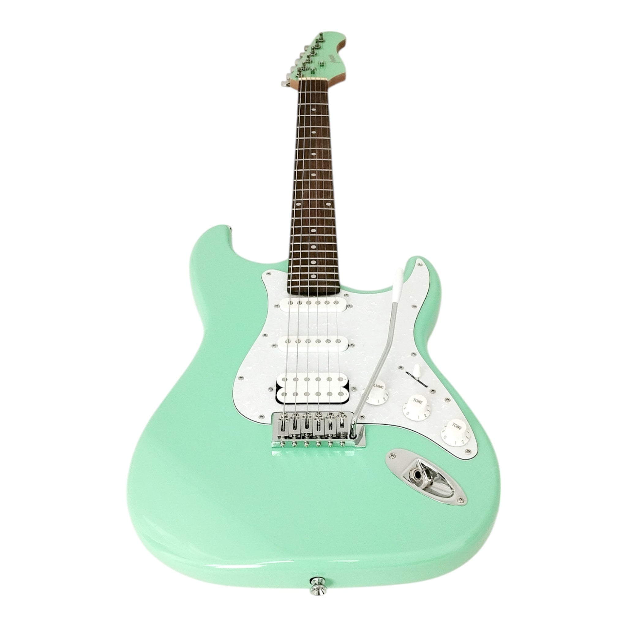 Haze E211 Surf Green HST Electric Guitar with Accessories + 10W Amp. (Optional)