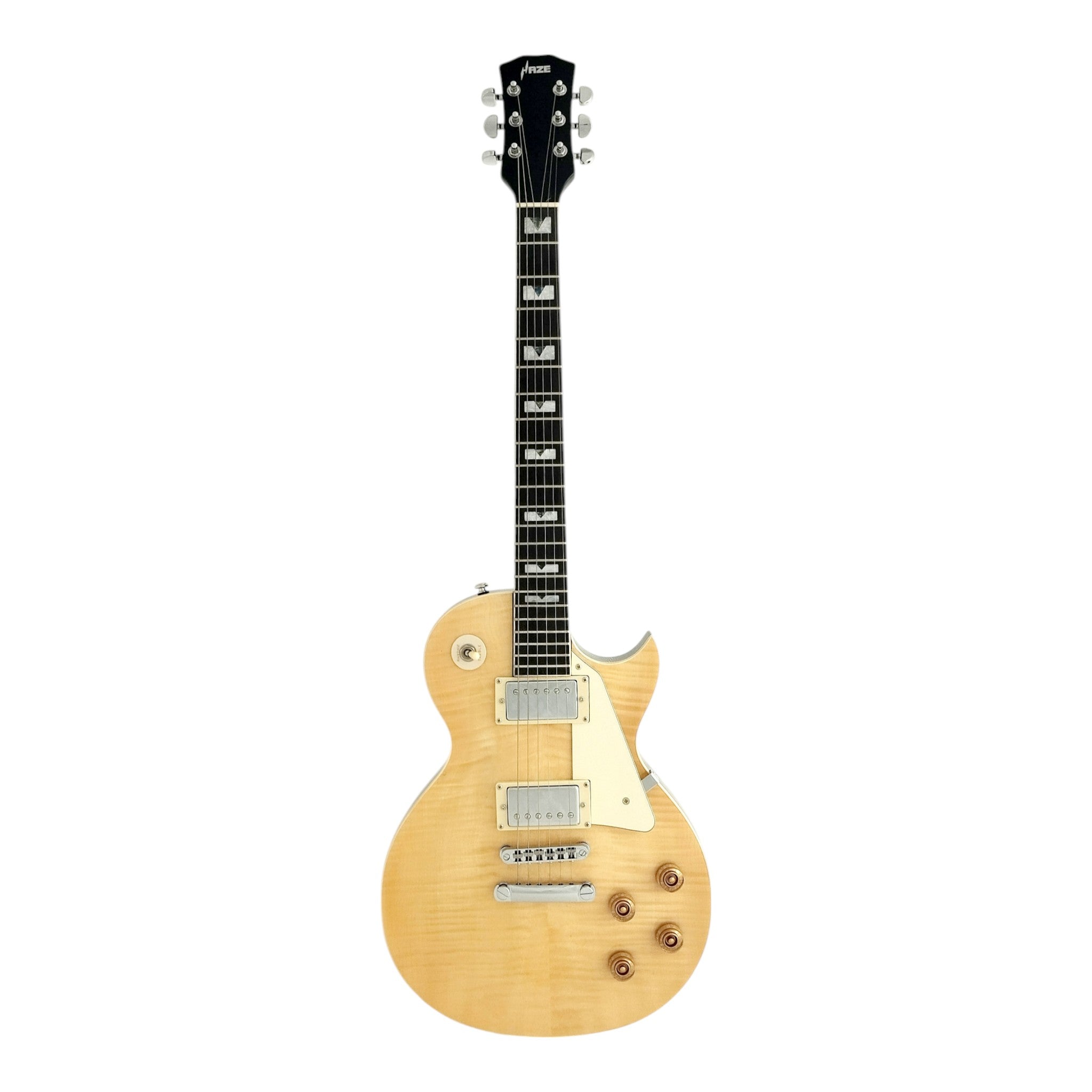 Haze E238 Natural Flame Maple Electric Guitar with Dual Humbuckers