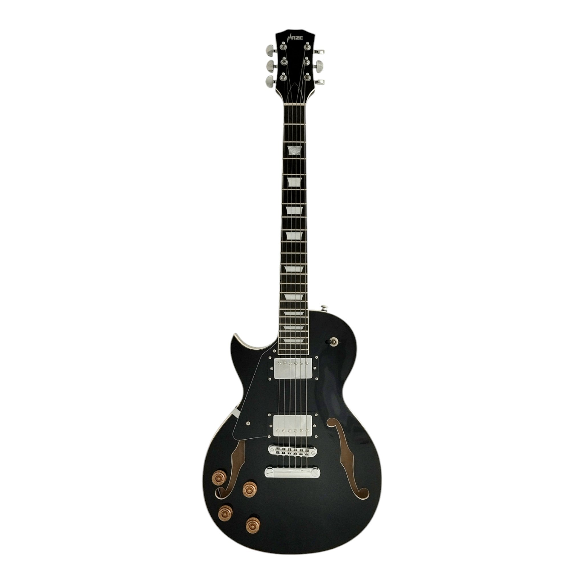 Haze E239 Black Left-Handed Semi-Hollow Electric Guitar with Dual Humbuckers