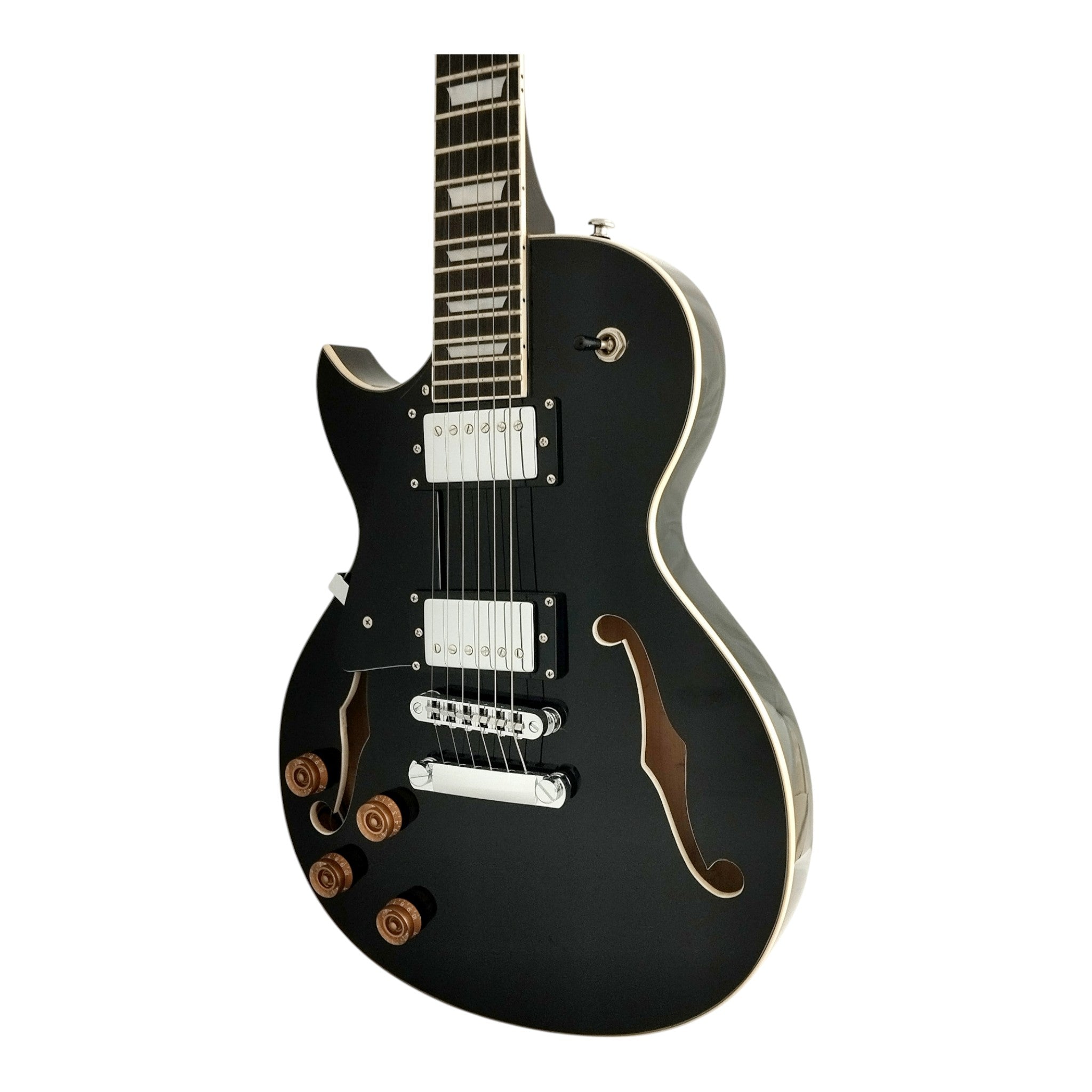 Haze E239 Black Left-Handed Semi-Hollow Electric Guitar with Dual Humbuckers