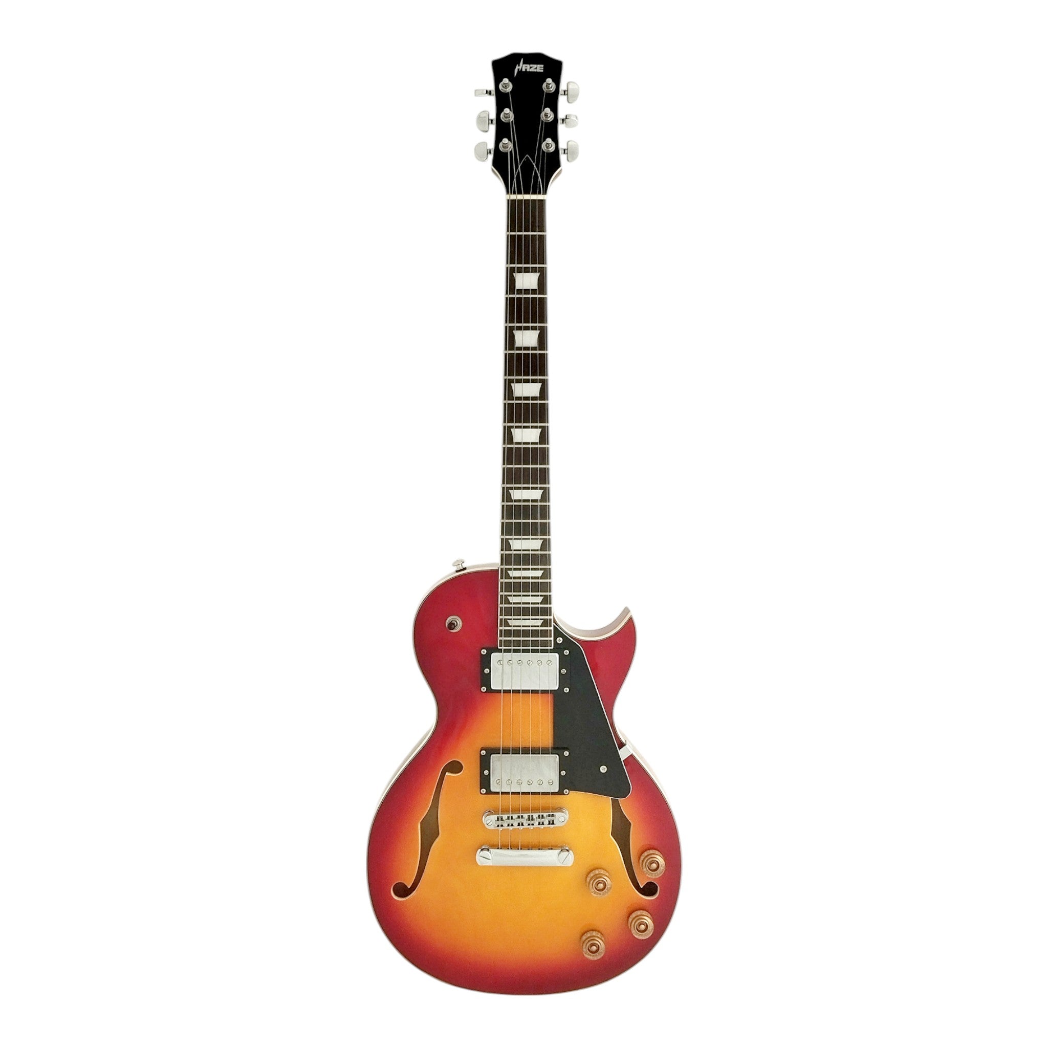 Haze E239 Sunburst Semi-Hollow Electric Guitar with Dual Humbuckers