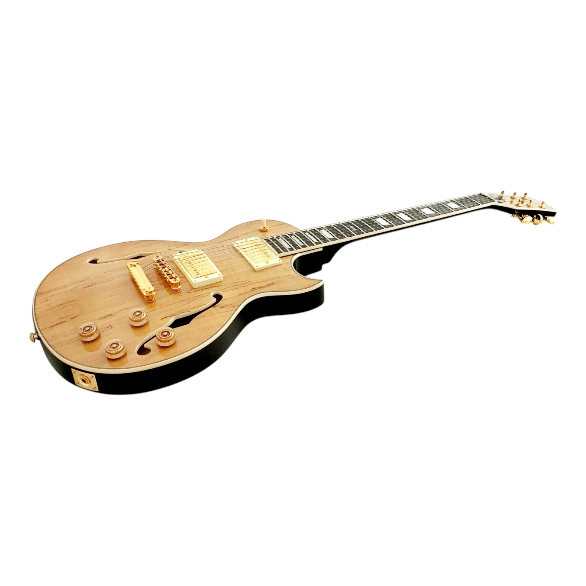 Haze E239 Spalted Maple Semi-Hollow Electric Guitar with Dual Humbuckers