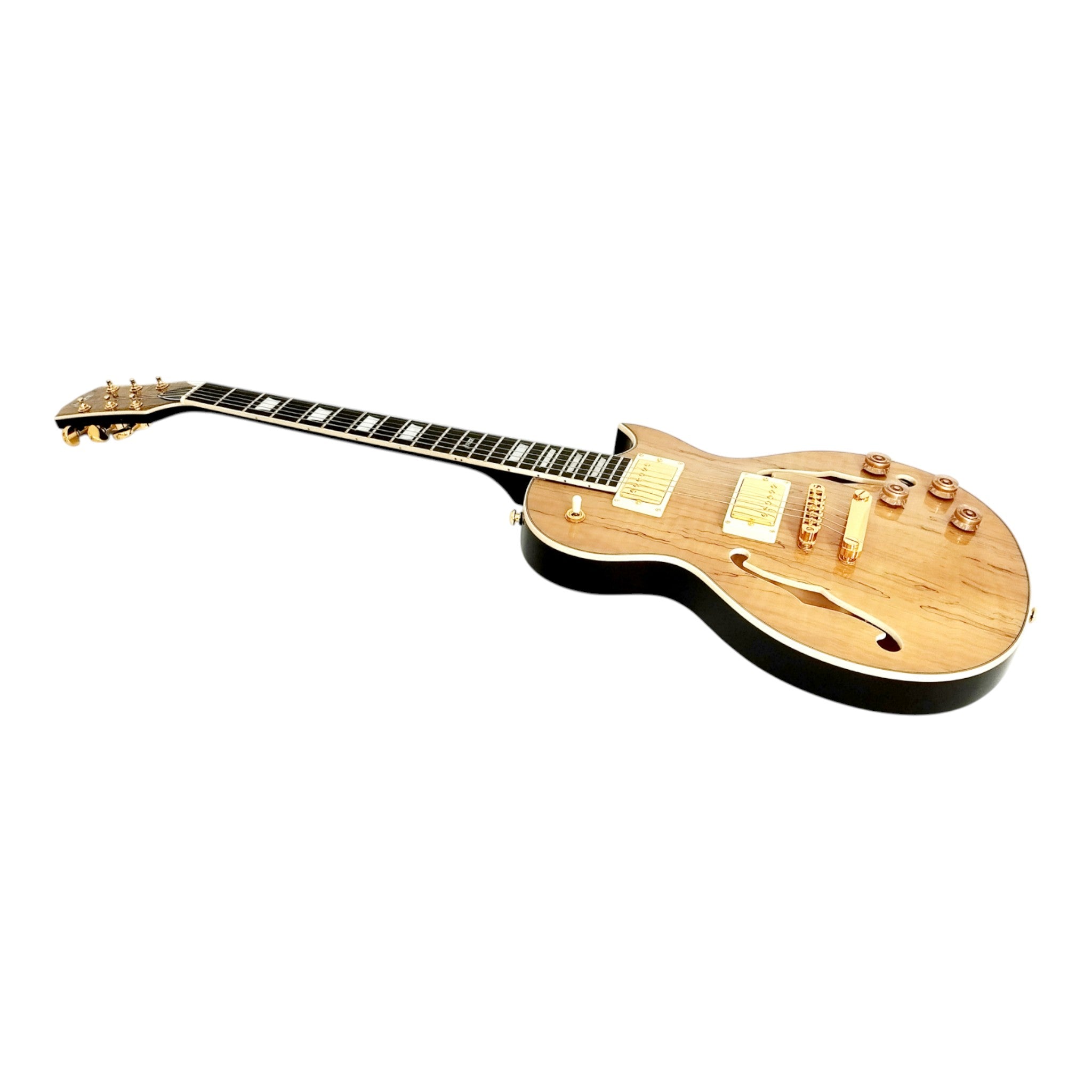 Haze E239 Spalted Maple Semi-Hollow Electric Guitar with Dual Humbuckers