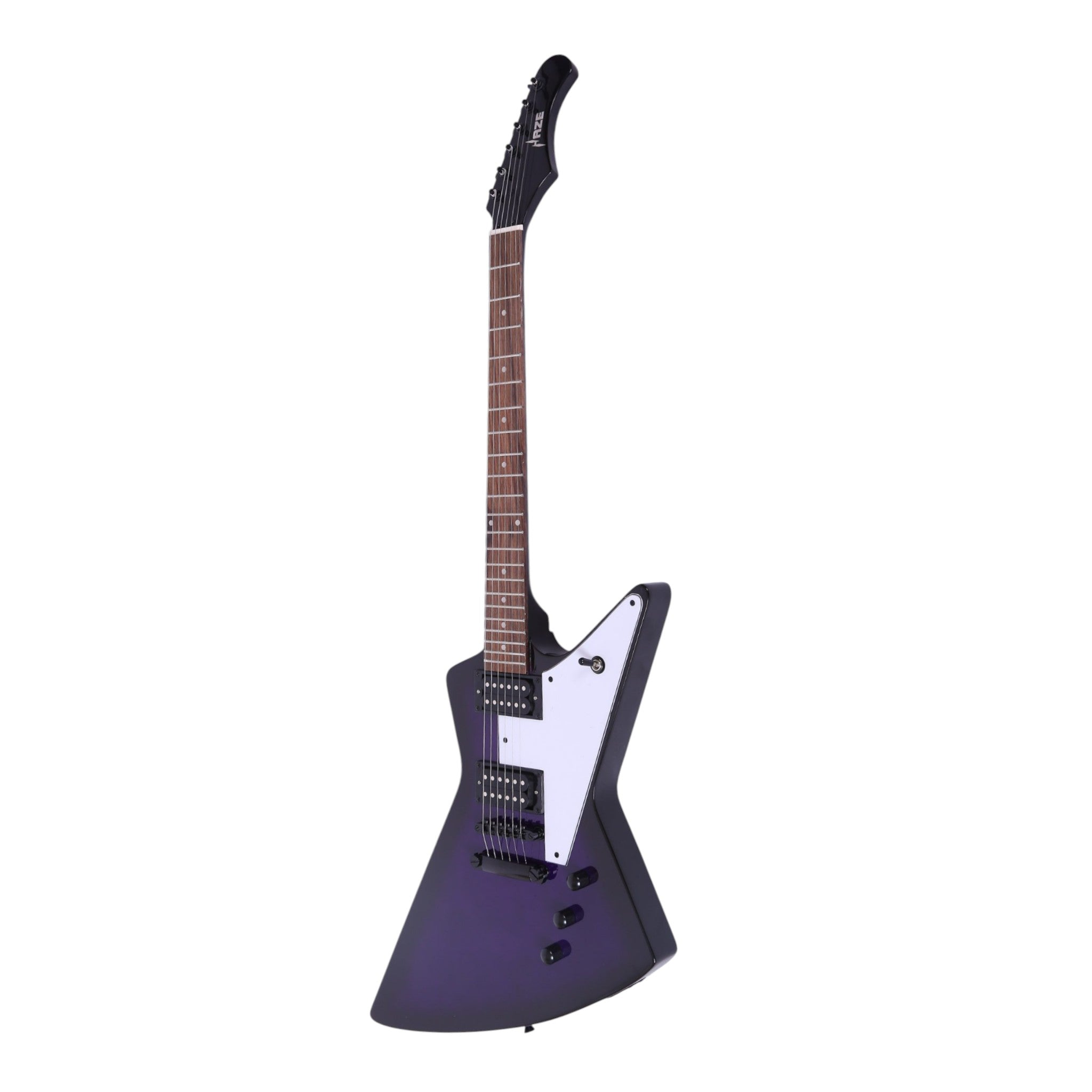 Haze FB1940 Explorer-Style HH Electric Guitar, Purpleburst Gloss