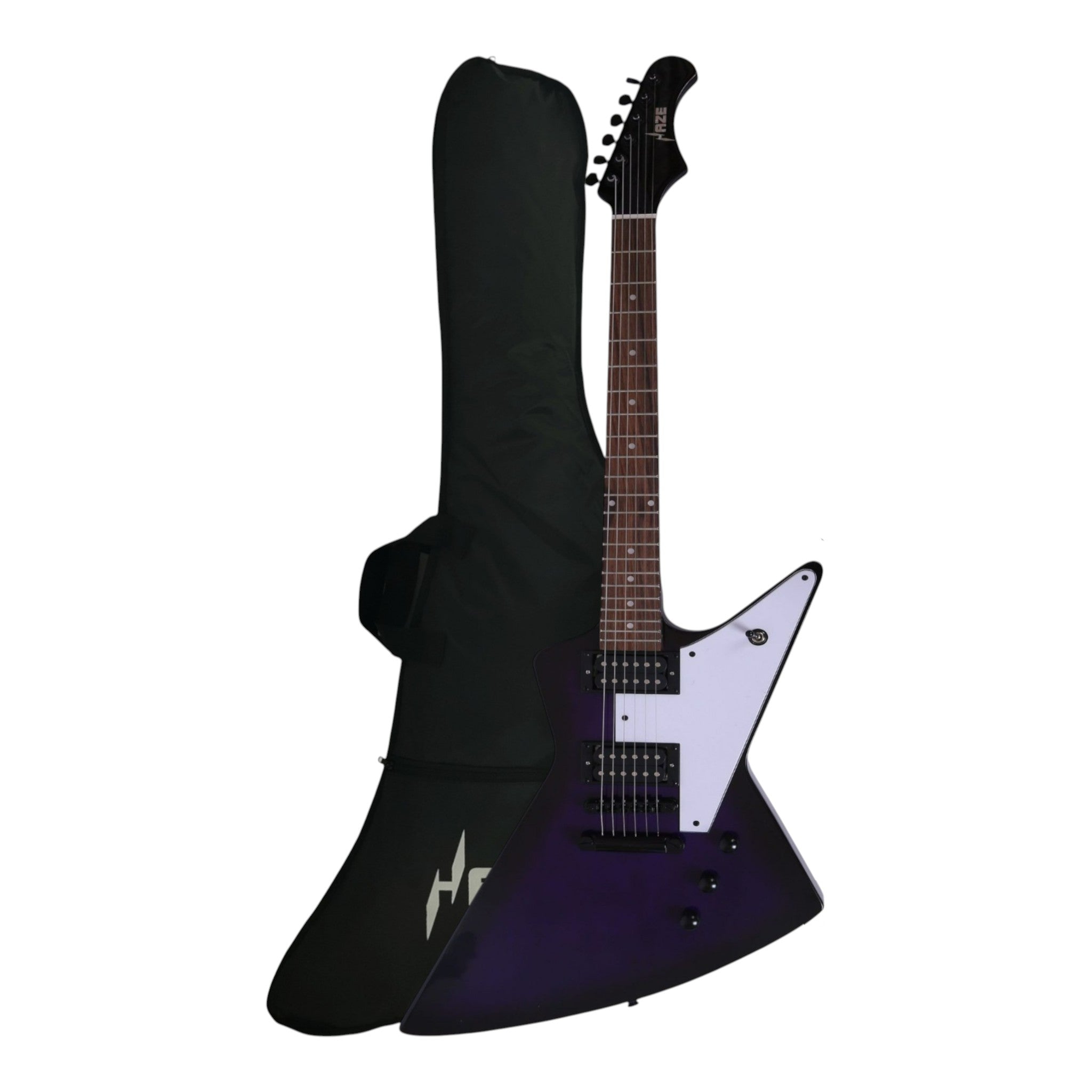 Haze FB1940 Purpleburst Explorer-Style Electric Guitar with Outward Contour