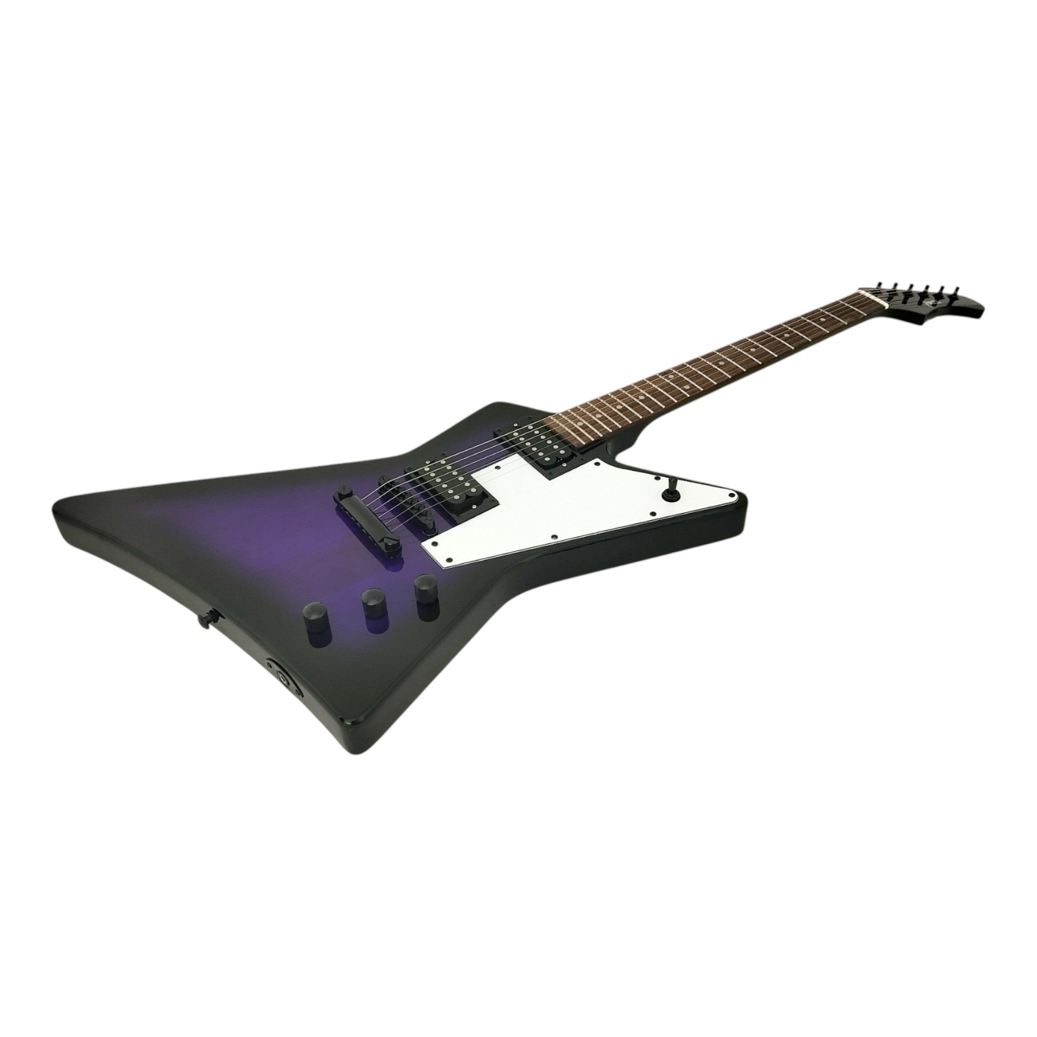 Haze FB1946 Purpleburst Explorer-Style Electric Guitar with Inward Contour