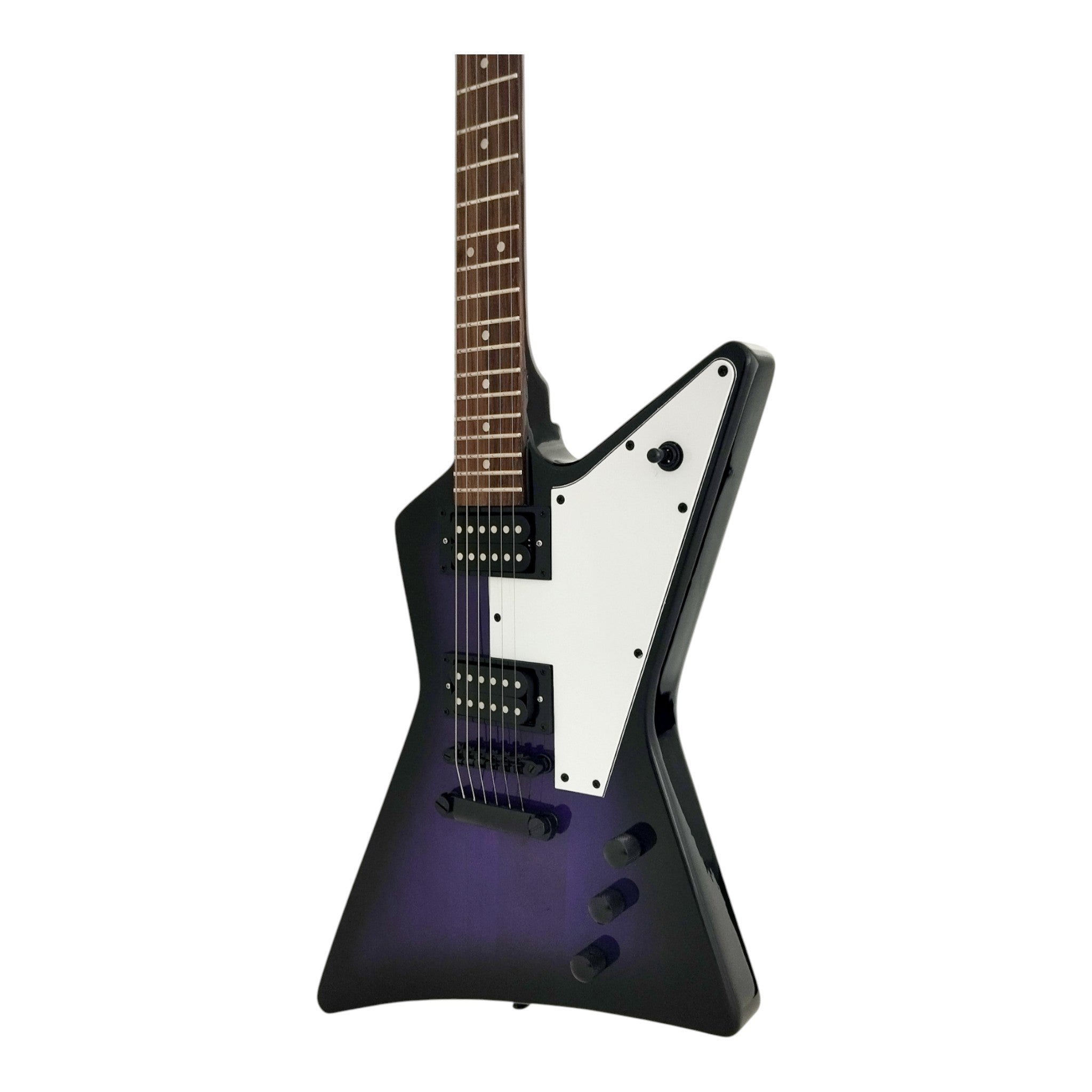 Haze FB1946 Explorer-Style HH Electric Guitar, Purpleburst Gloss