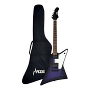 Haze FB1946 Purpleburst Explorer-Style Electric Guitar with Inward Contour