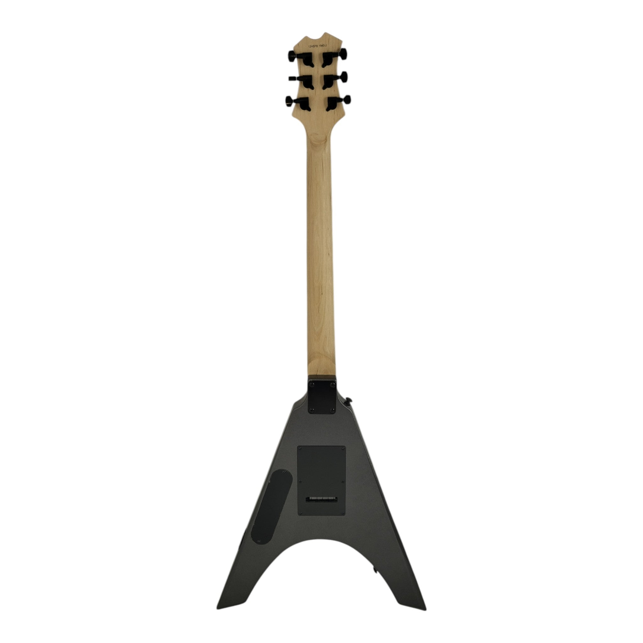 Haze FV1940 Gunmetal Grey V-Shaped Electric Guitar with Floyd Rose