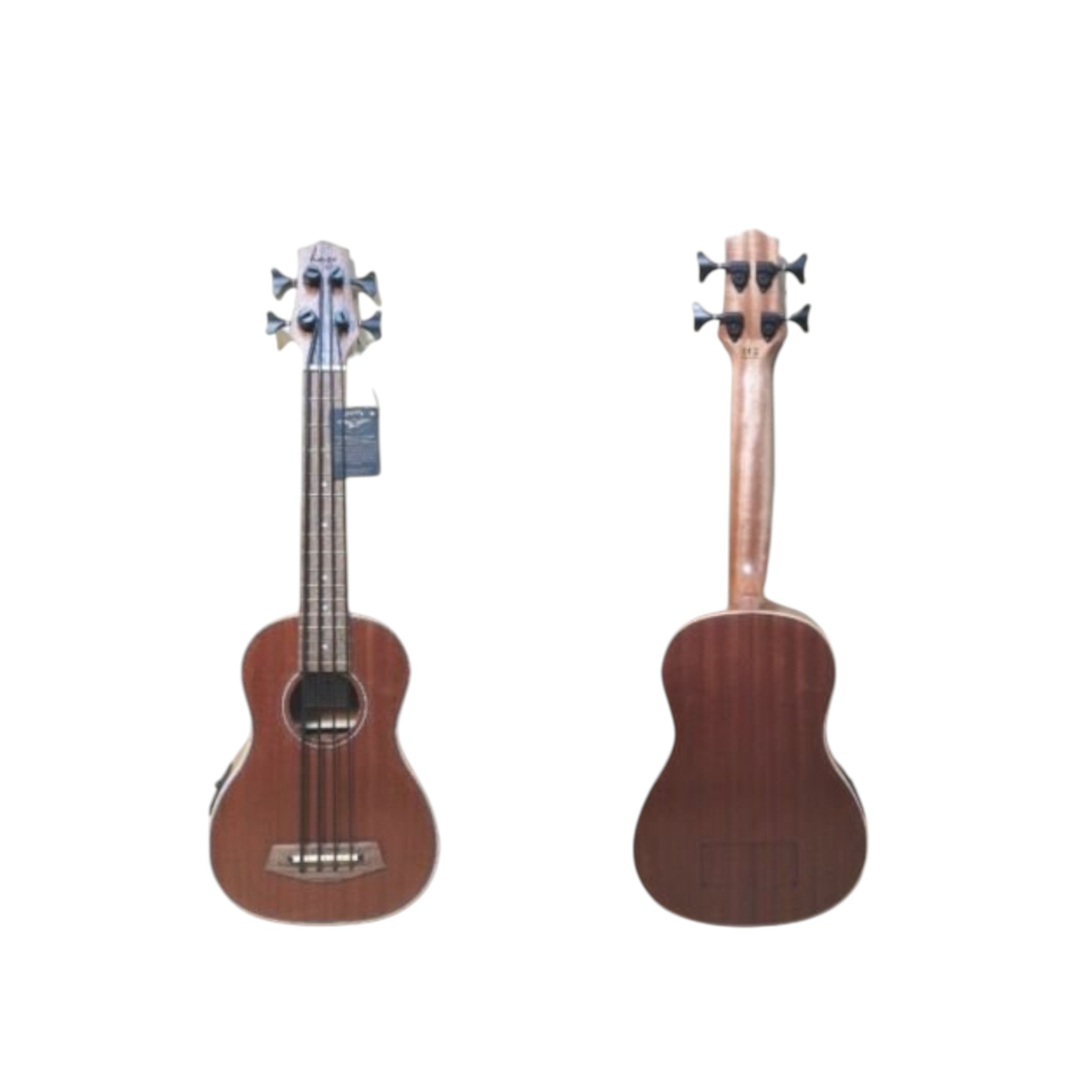 Haze Mahogany Body Walnut Fingerboard Built-in Pickups/EQ Bass Ukulele - Natural HAUB30EQ + Stand