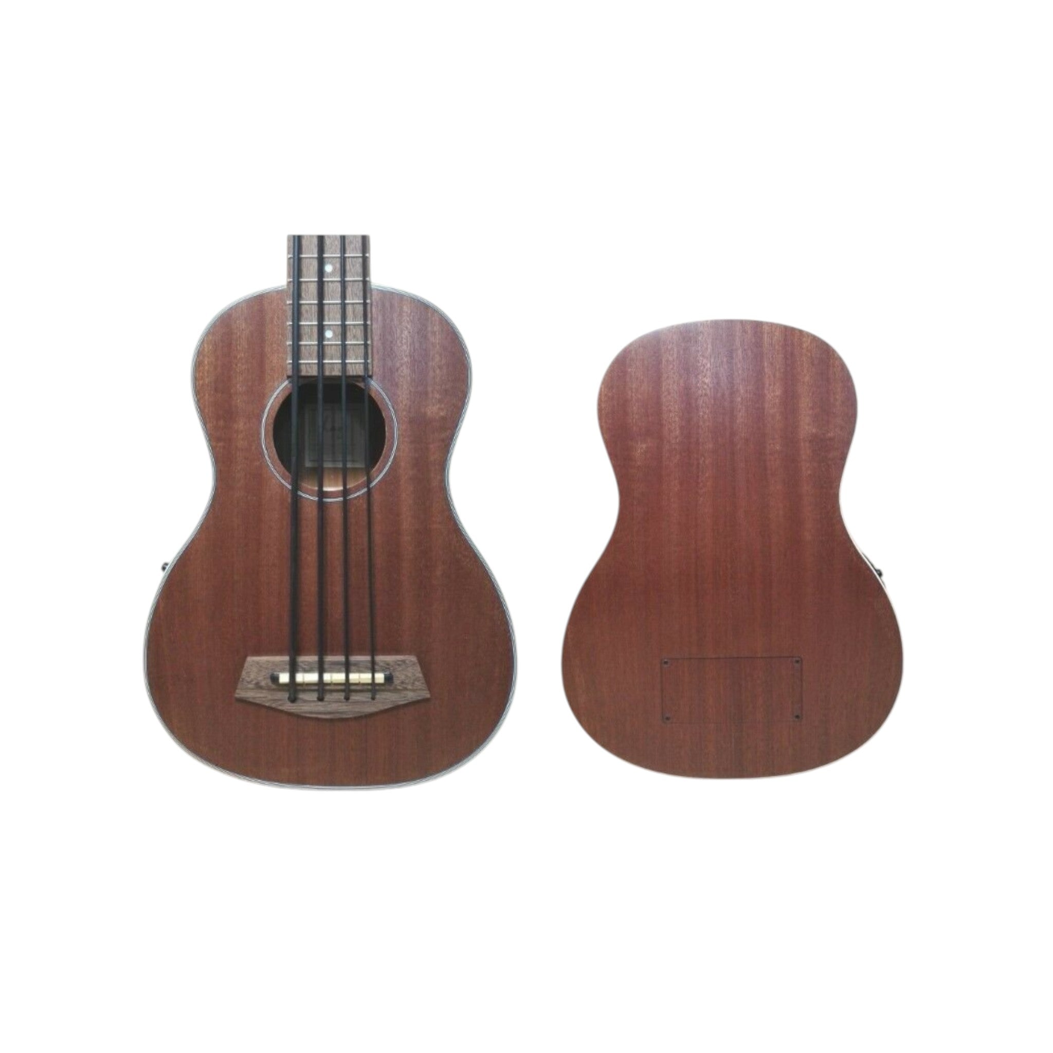 Haze Mahogany Body Walnut Fingerboard Built-in Pickups/EQ Bass Ukulele - Natural HAUB30EQ + Stand