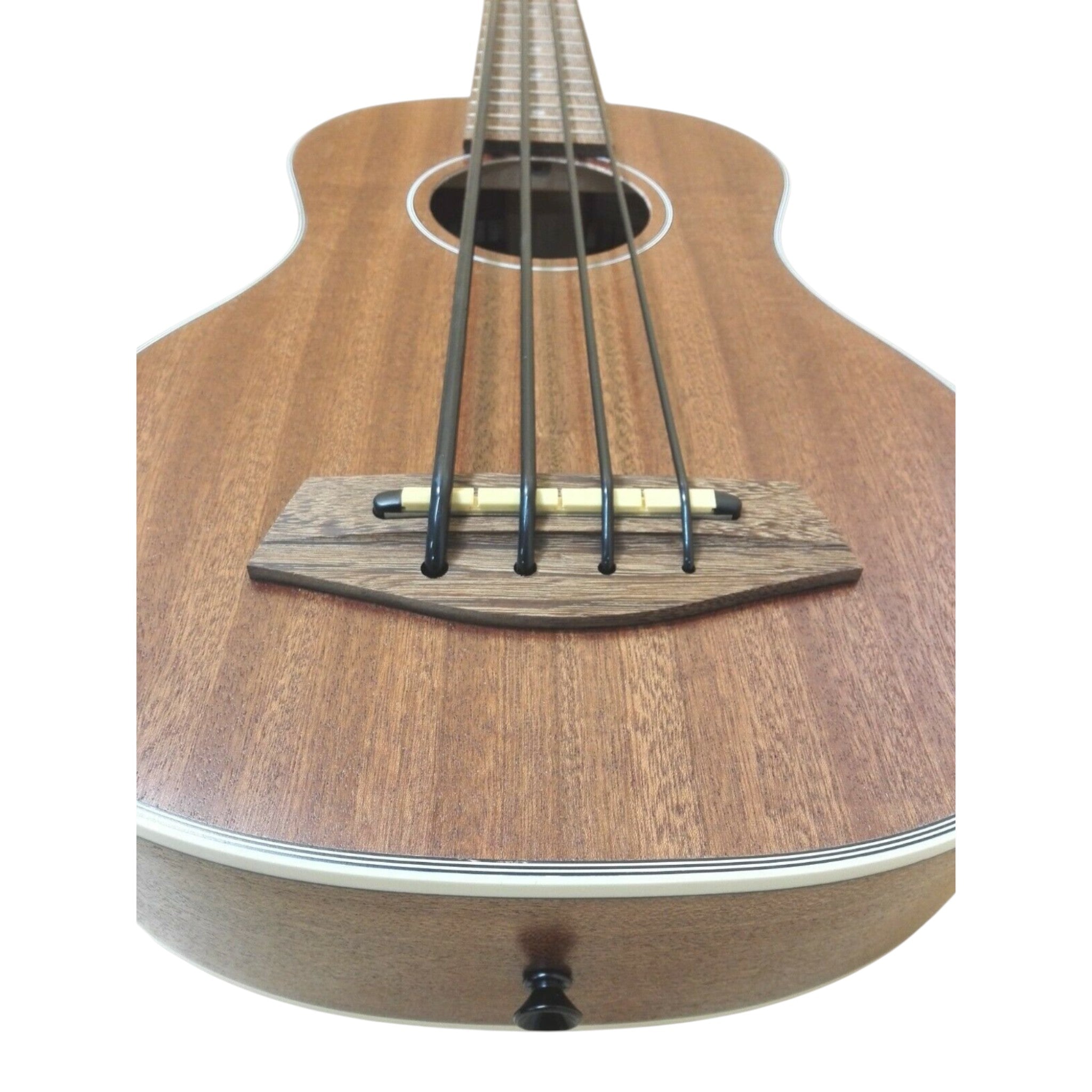 Haze Mahogany Body Walnut Fingerboard Built-in Pickups/EQ Bass Ukulele - Natural HAUB30EQ + Stand