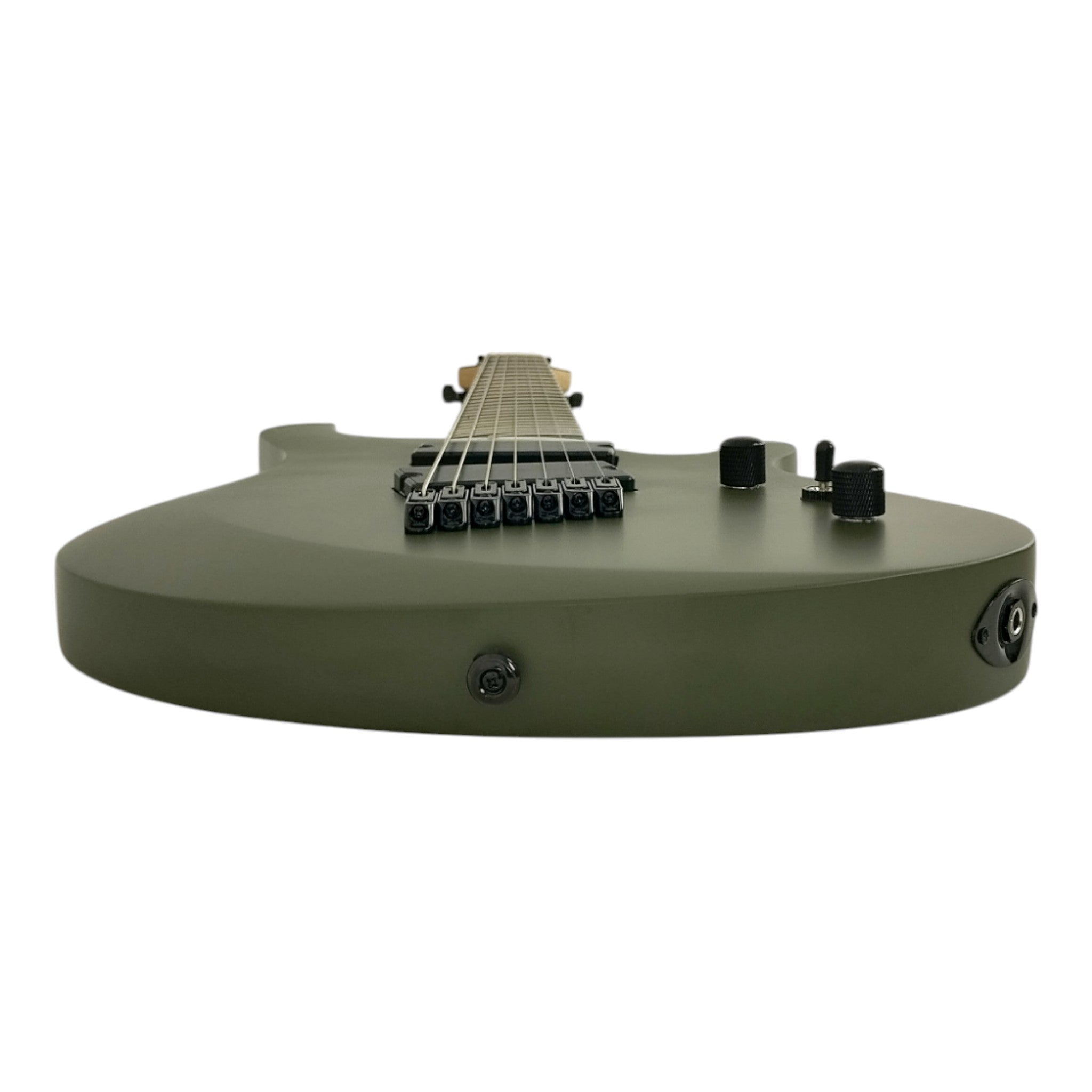 Haze 7FF Cargo Green 7-String Fanned Fret Electric Guitar with Active Humbuckers