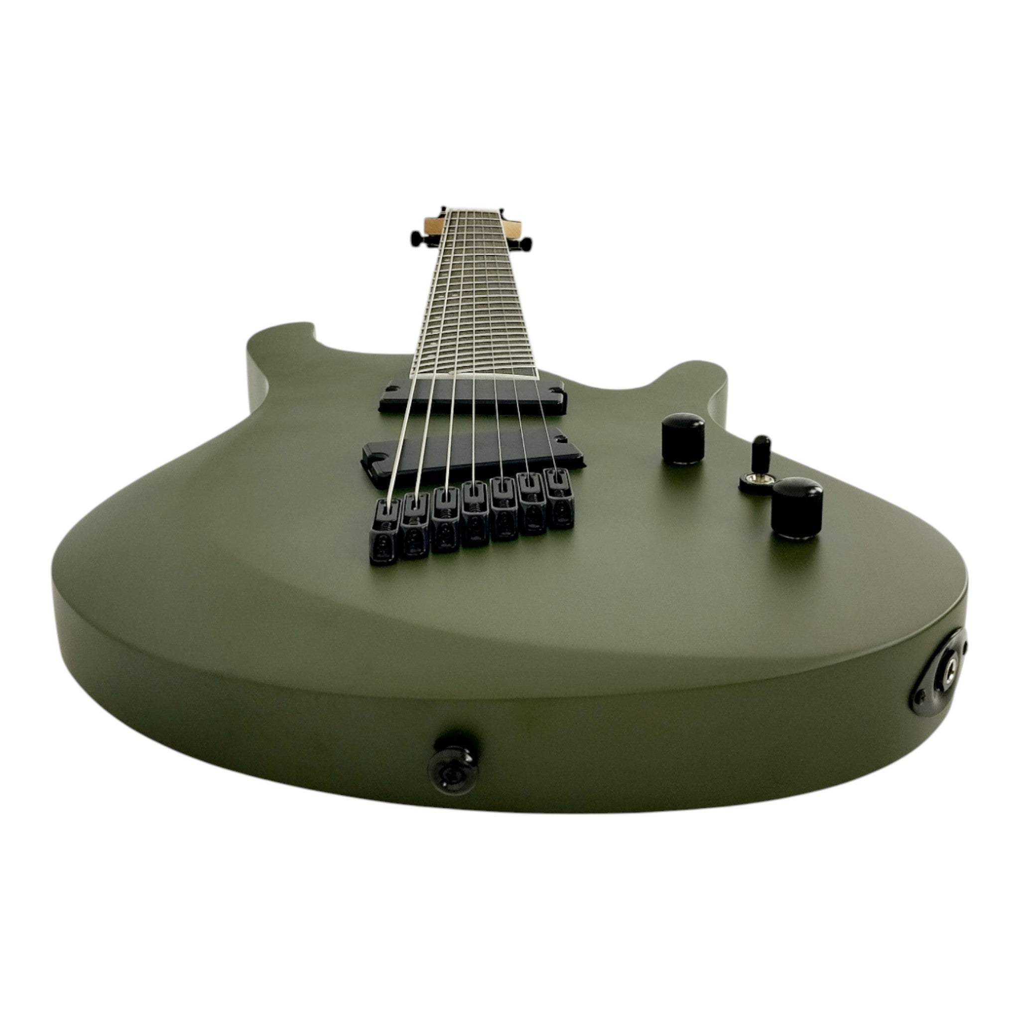 Haze 7FF Cargo Green 7-String Fanned Fret Electric Guitar with Active Humbuckers