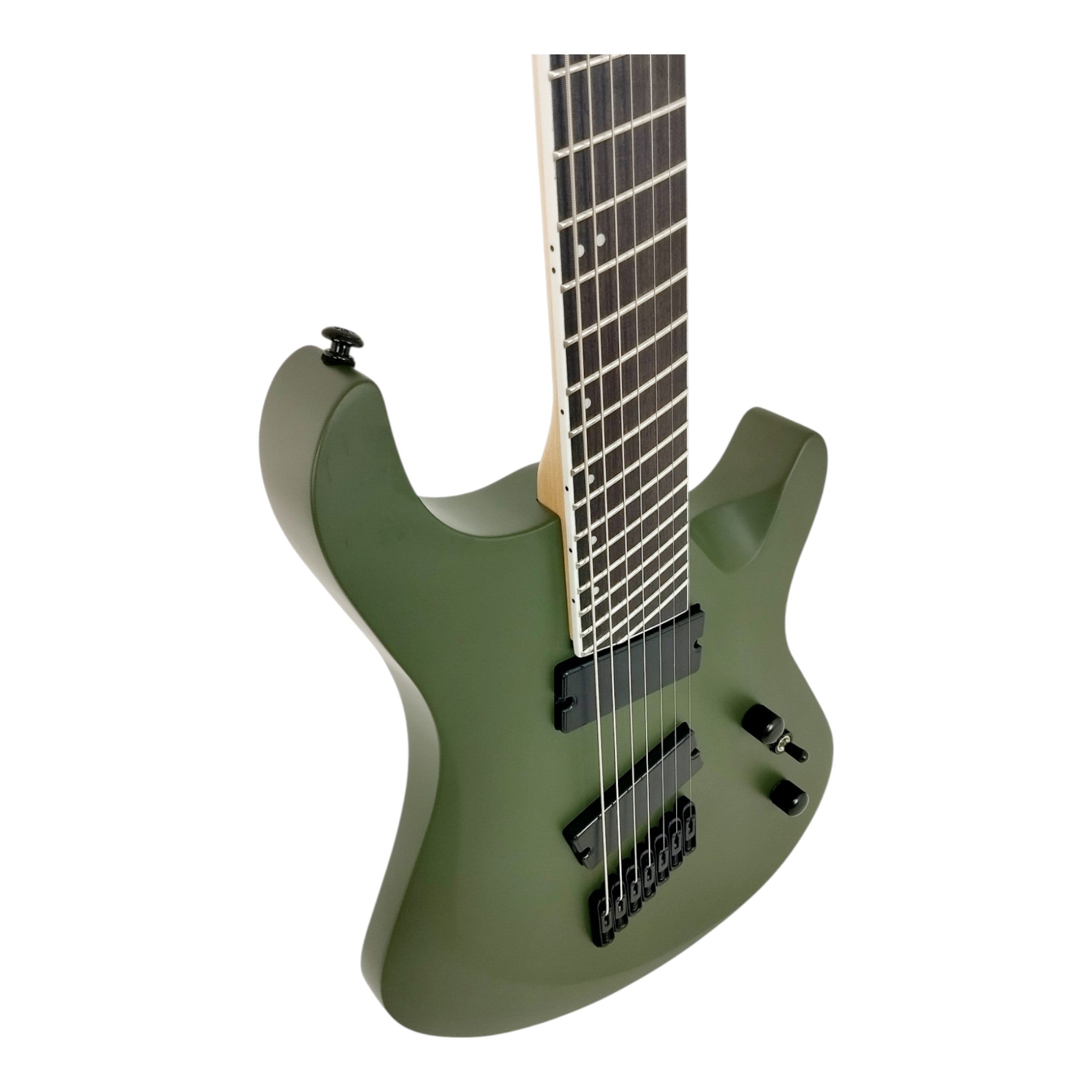 Haze 7FF Cargo Green 7-String Fanned Fret Electric Guitar with Active Humbuckers