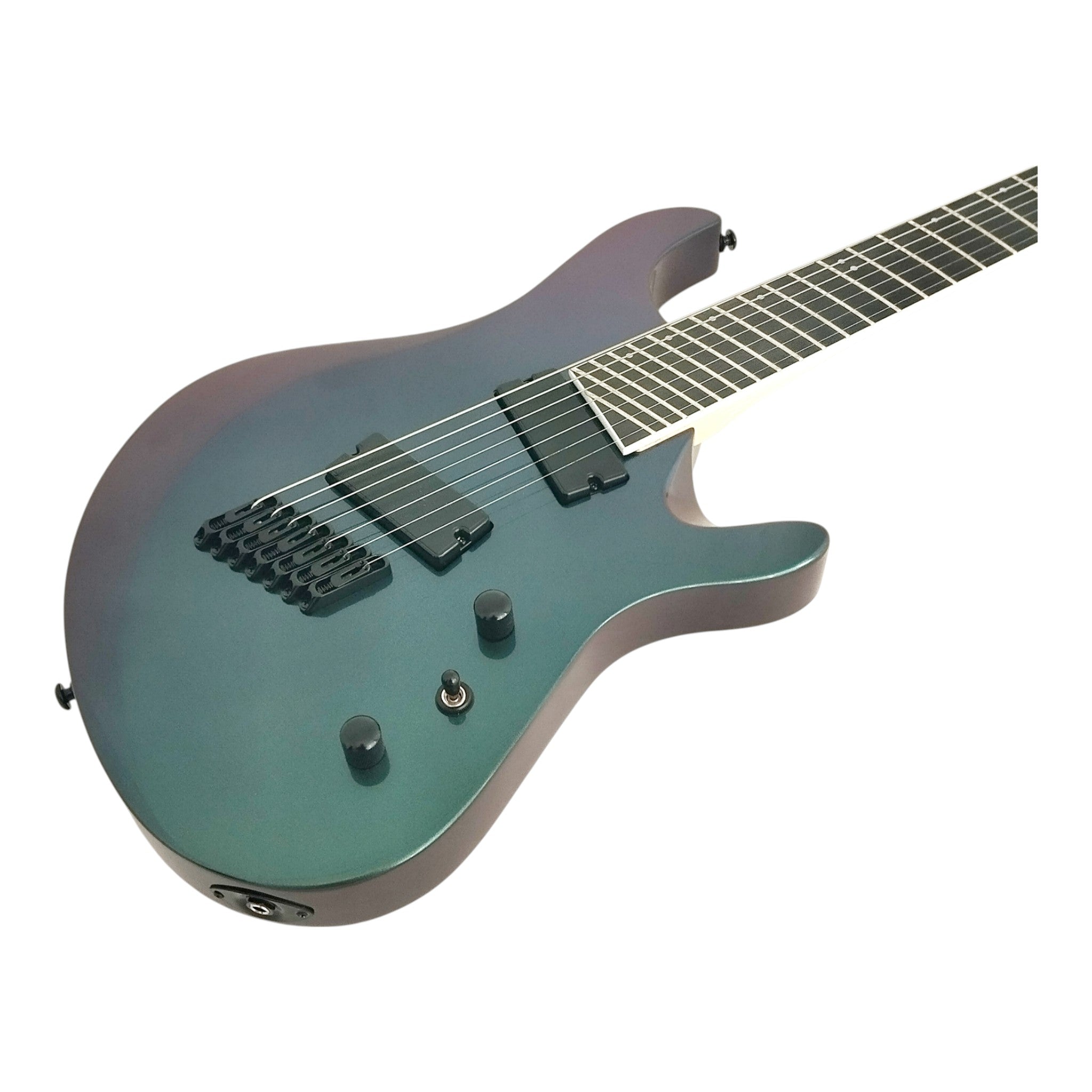 Haze 7FF Chameleon 7-String Fanned Fret Electric Guitar with Active Humbuckers