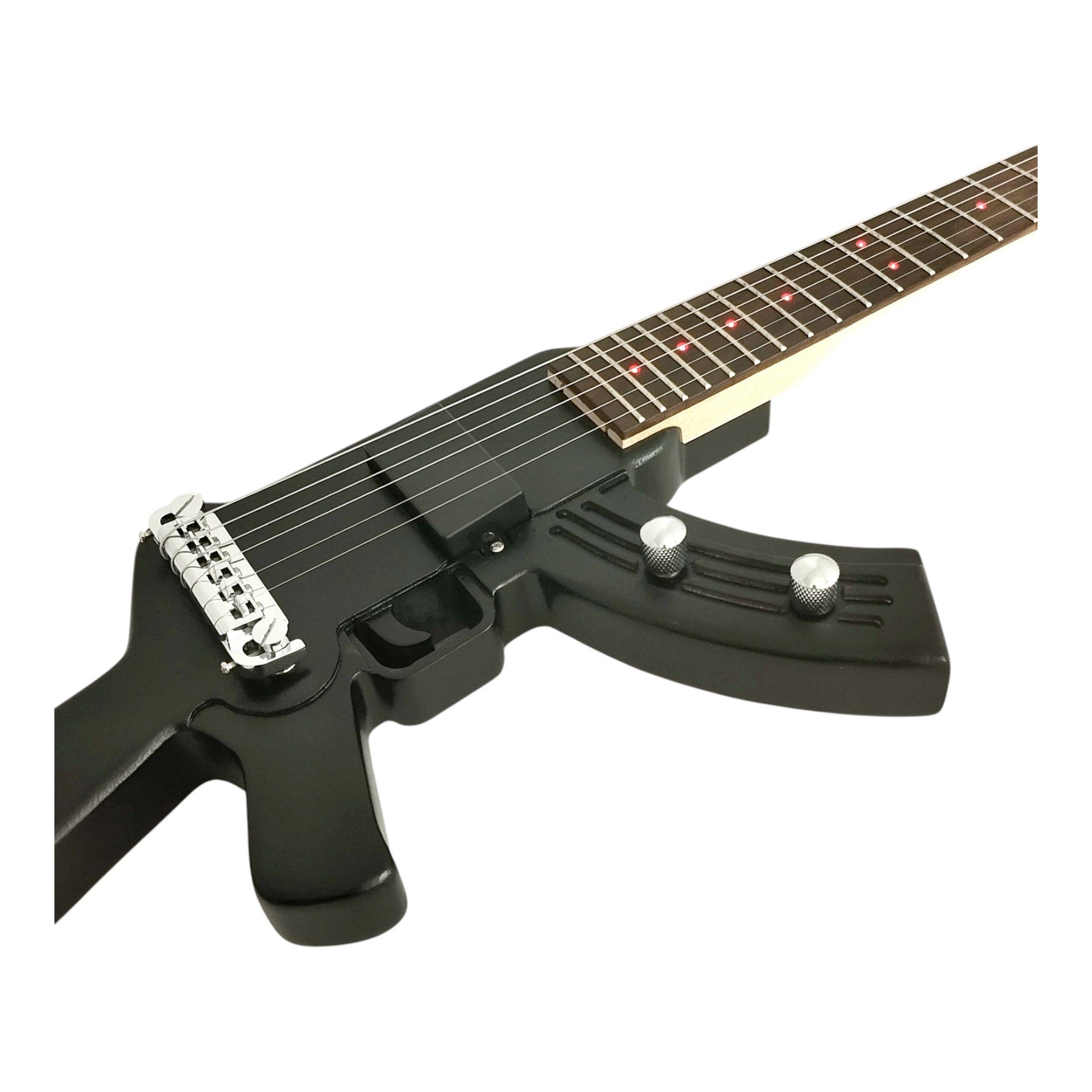 Haze HDE500 Black AK47-Shaped Electric Guitar with LEDs