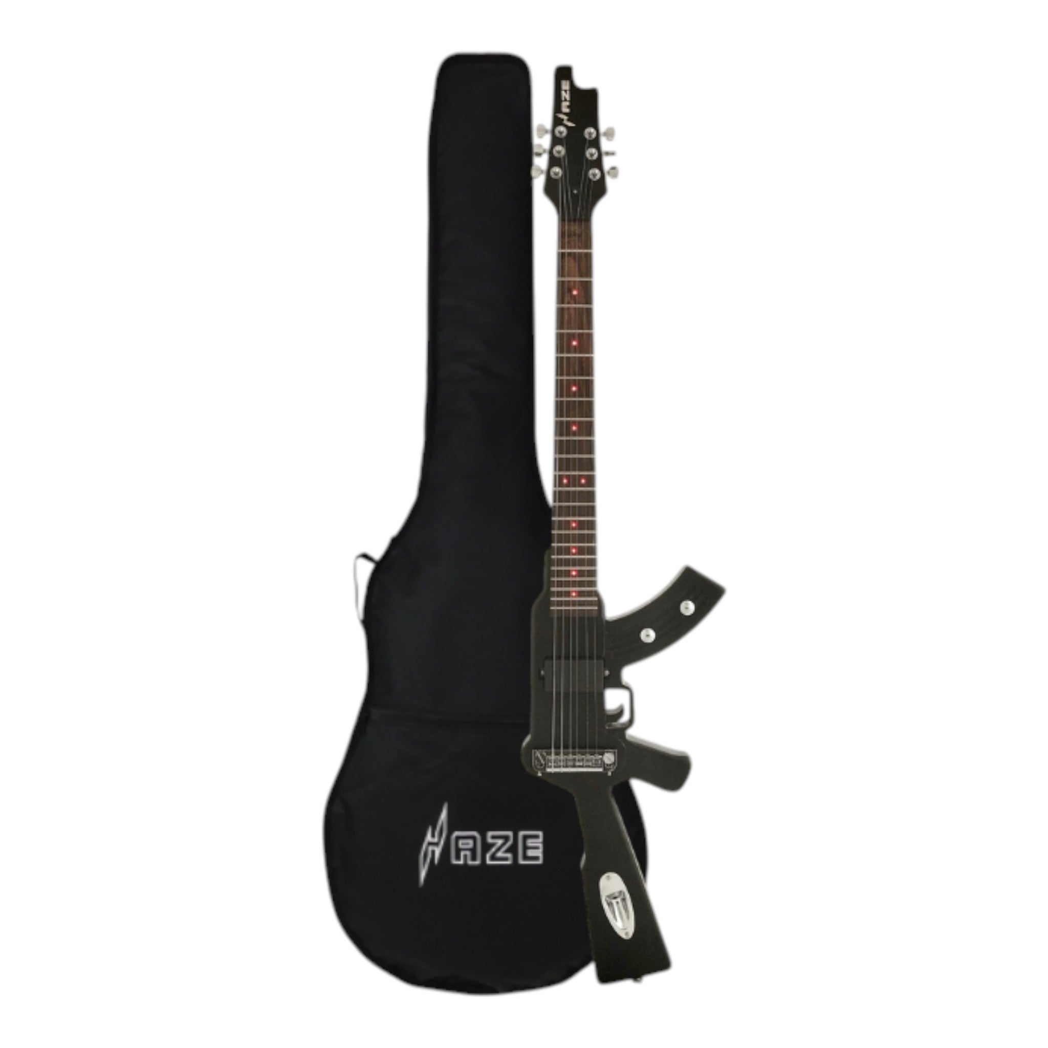 Haze HDE500 Black AK47-Shaped Electric Guitar with LEDs – Haze
