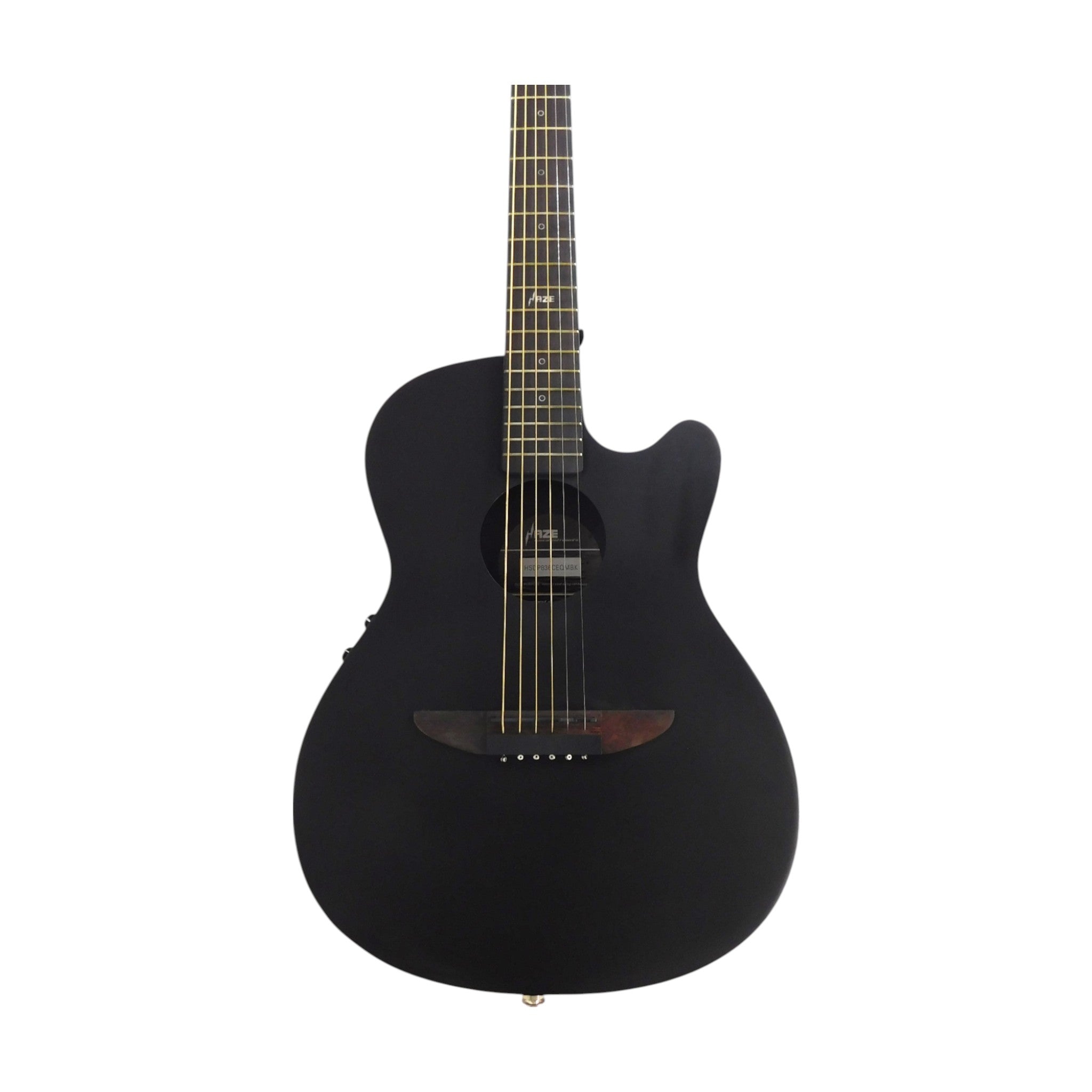 Haze HSDP836CEQMBK 38" Roundback Traveller Built-In Pickups Acoustic Guitar - Black