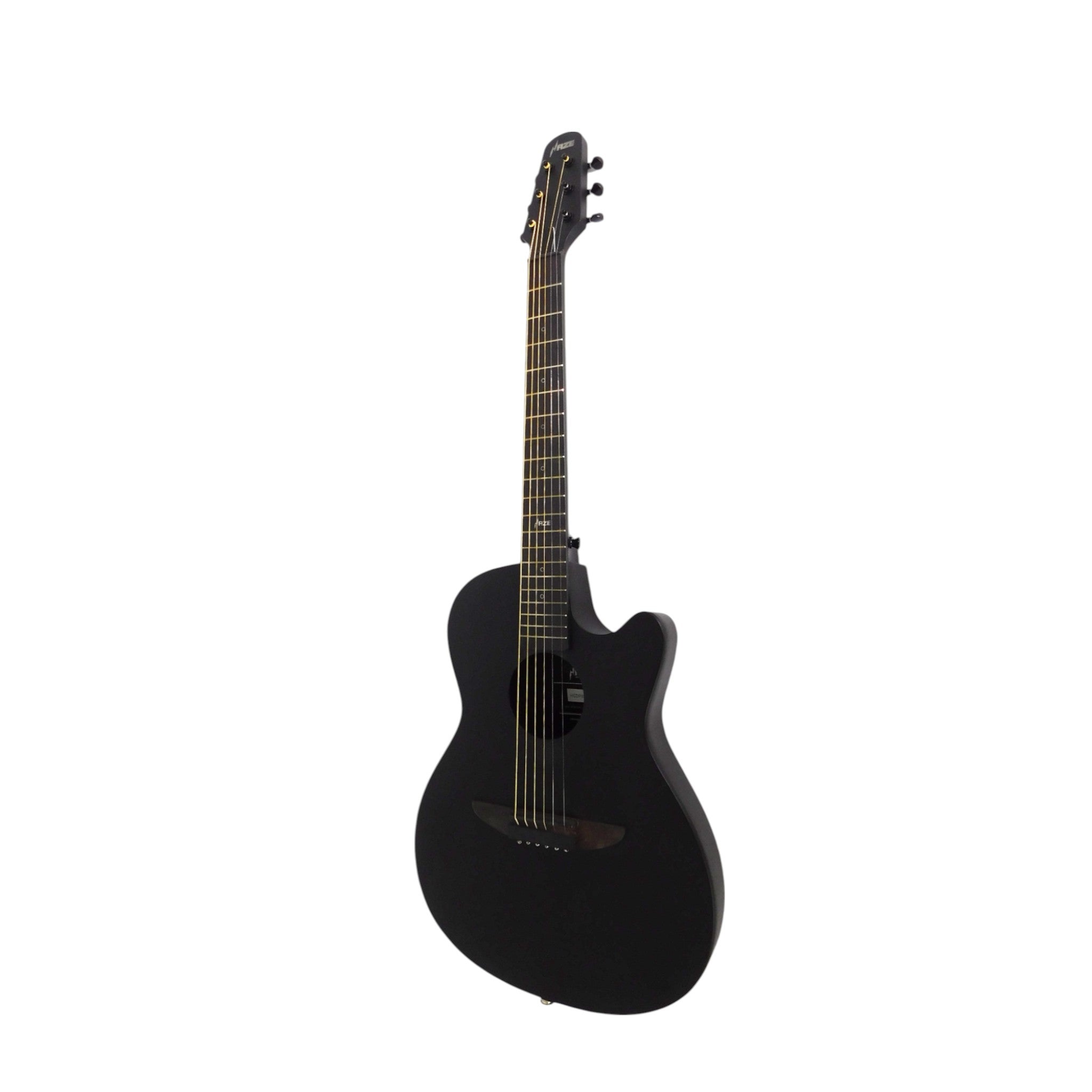 Haze HSDP836CEQMBK 38" Roundback Traveller Built-In Pickups Acoustic Guitar - Black