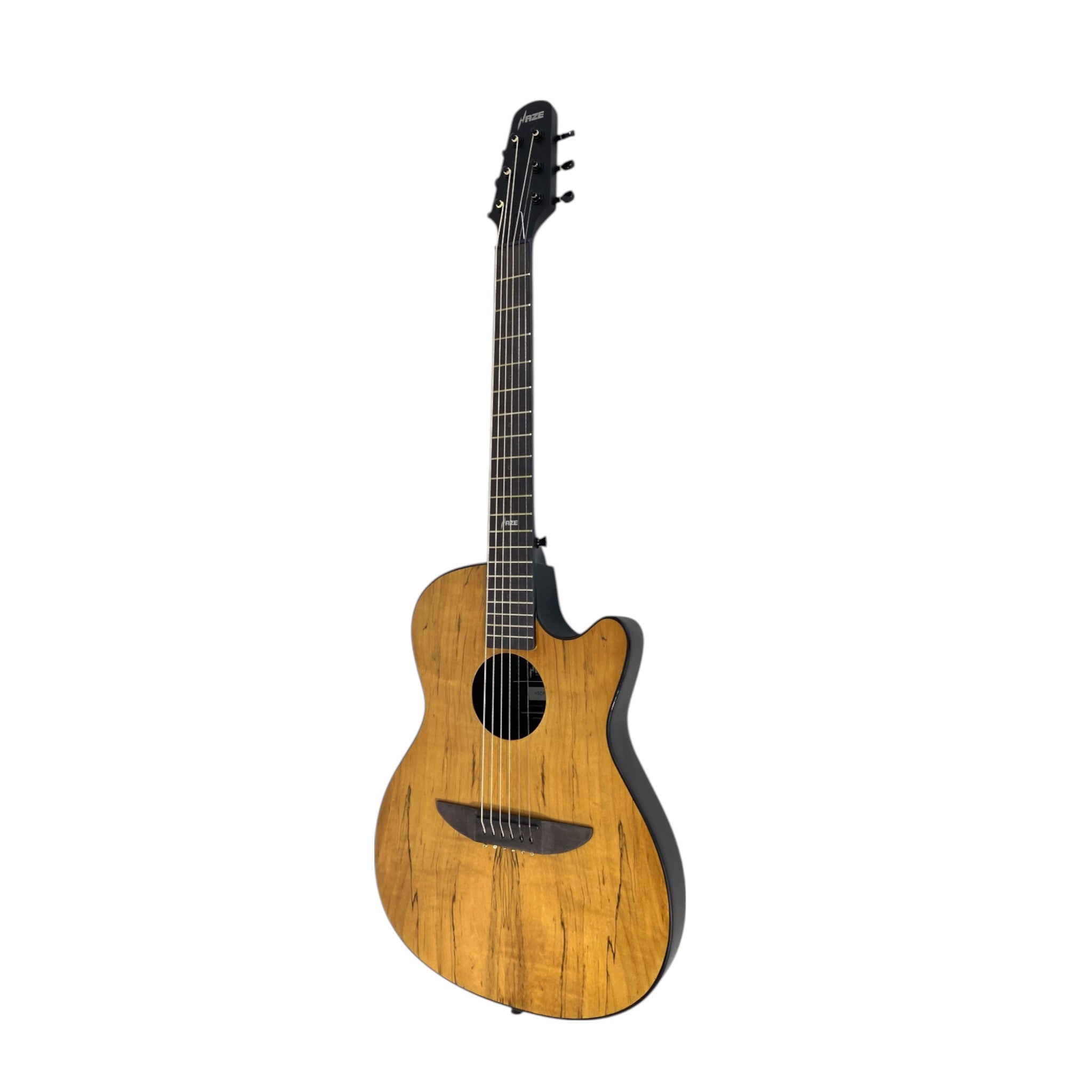 Haze HSDP836CGC Acoustic/Classical Guitar, Spalted Maple Veneer, Round-Back + Free Bago