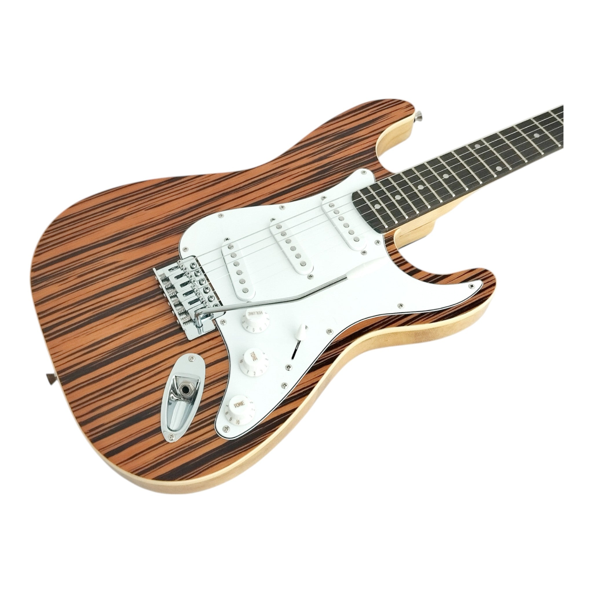Haze HSST19 Brown Striped Lightweight Electric Guitar with Whammy + 10W Amp. (Optional)