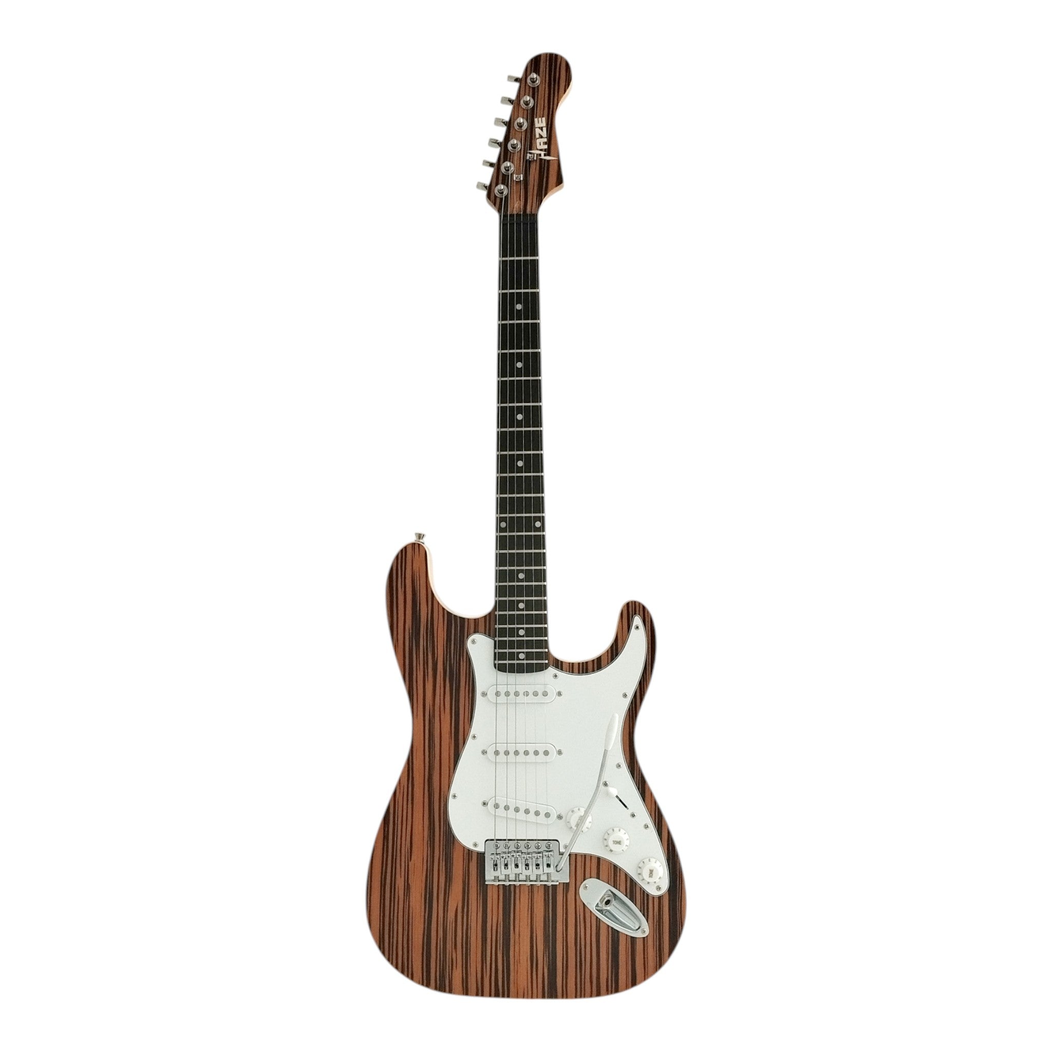 Haze HSST19 Brown Striped Lightweight Electric Guitar with Whammy + 10W Amp. (Optional)